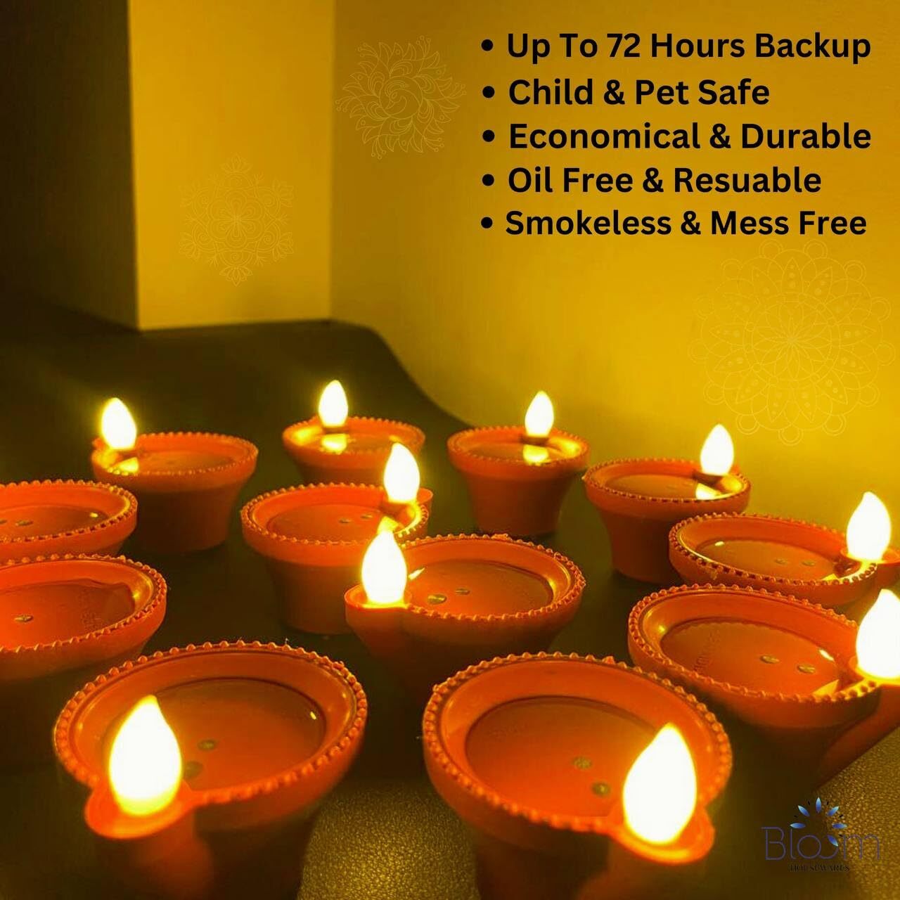 Water Sensor Diyas Set (Pack of 12)