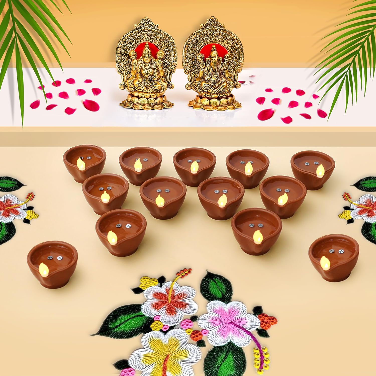 Water Sensor Diyas Set (Pack of 12)