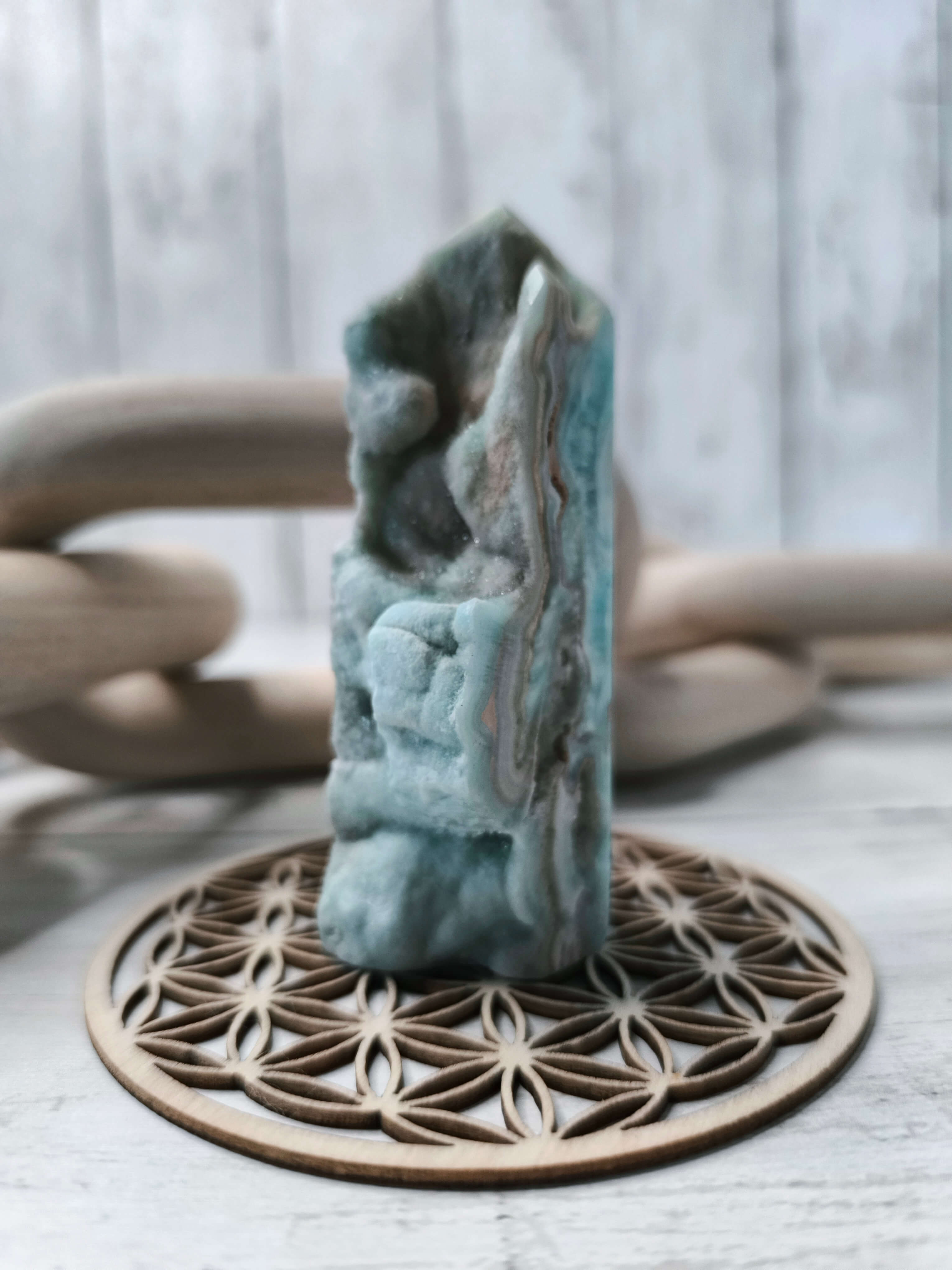 PIERRE D'ARAGONITE - BLEUE - NATURELLE BRUT - HAUTE QUALITE - FINITION POLIE 