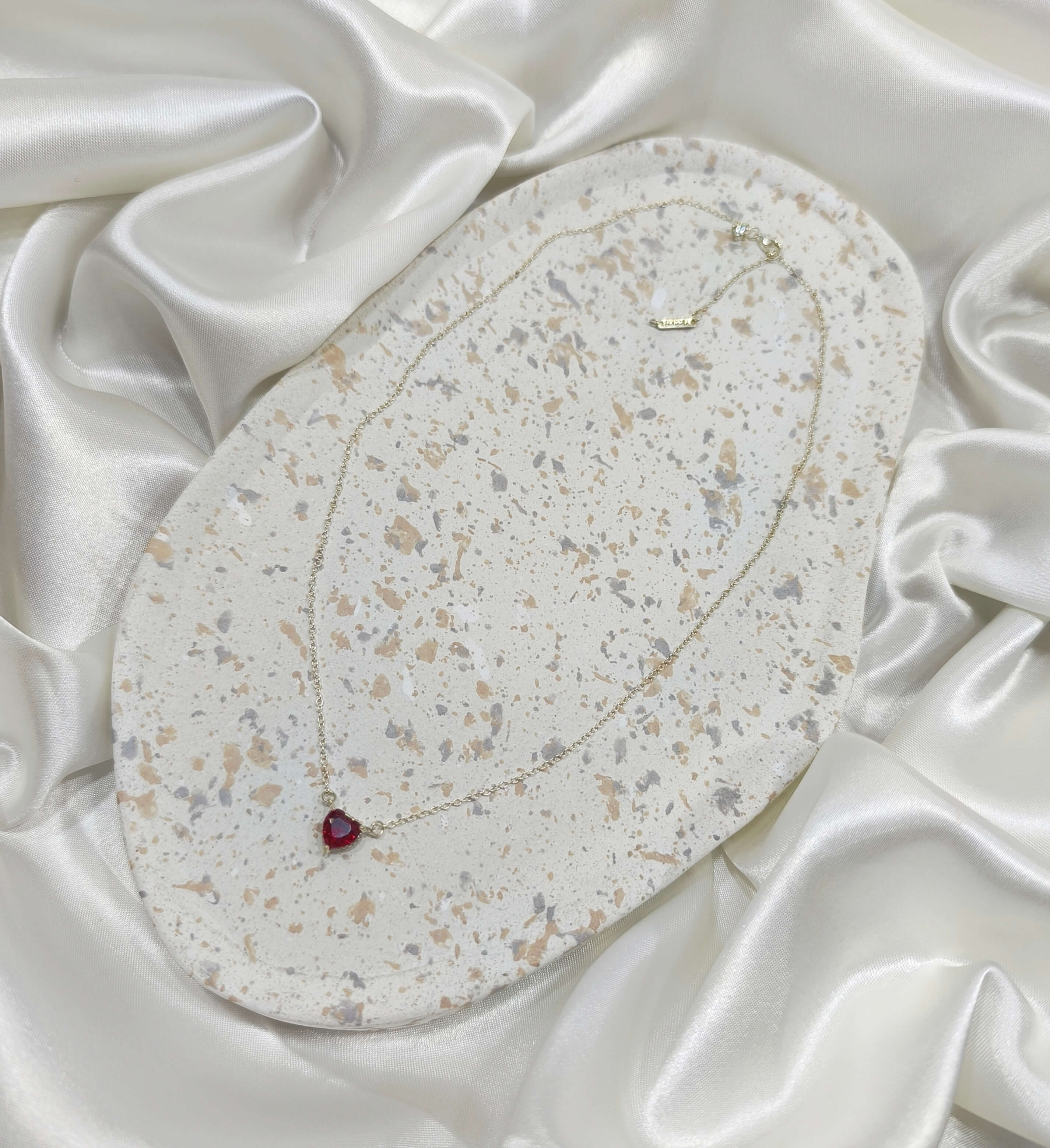COLLIER PENDENTIF COEUR - ARGENT 925 - ELEGANCE ROUGE