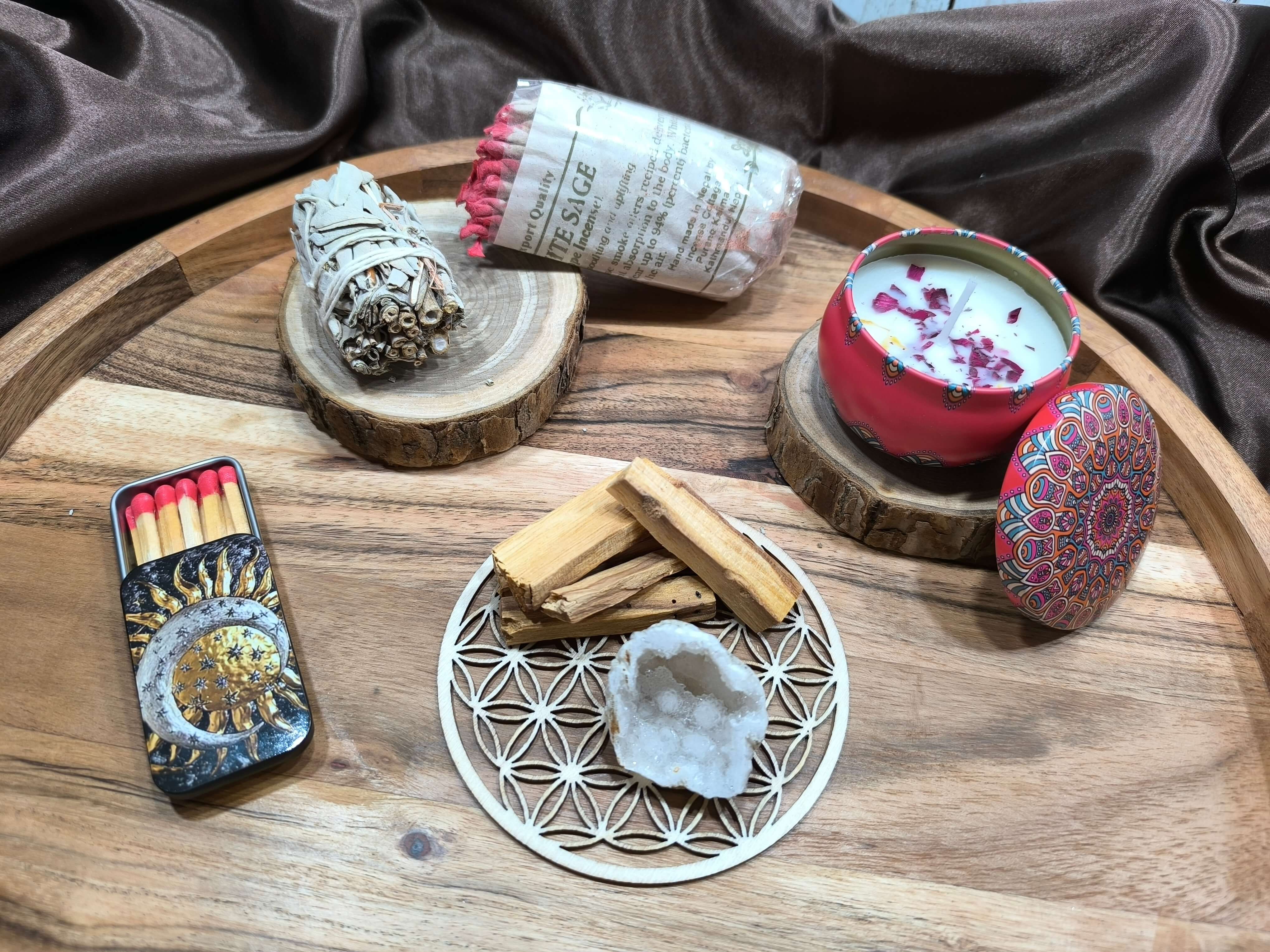 COFFRET RITUEL SPIRITUEL - PURIFICATION - MEDITATION & PROTECTION ENERGETIQUE - BOUGIE SENTEUR ROSE