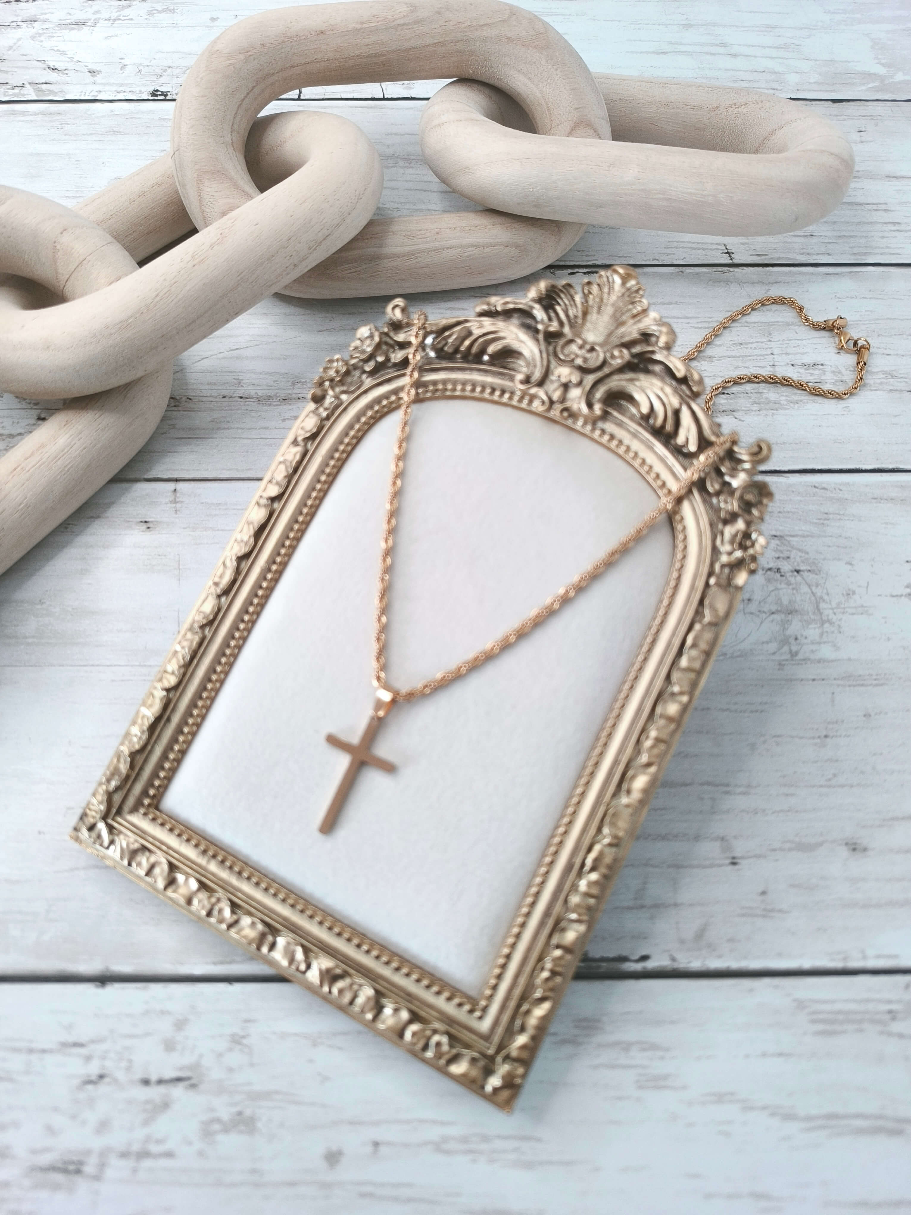 COLLIER HOMME CROIX - ACIER INOXYDABLE PLAQUE OR 18K OU ARGENTE