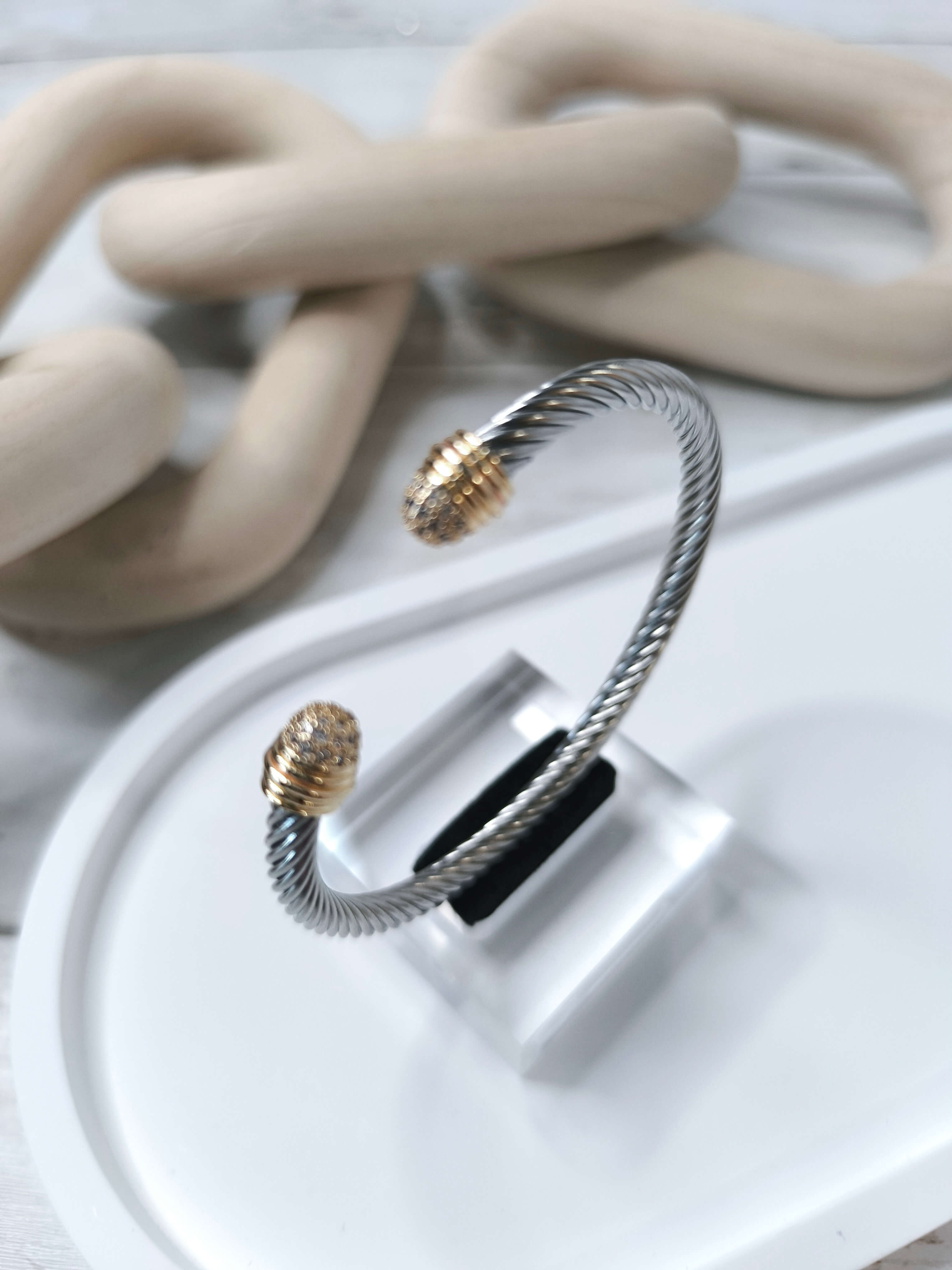 LOT DE 3 BRACELETS FEMME - GEOMETRIQUES - ACIER INOXYDABLE & OR 18K