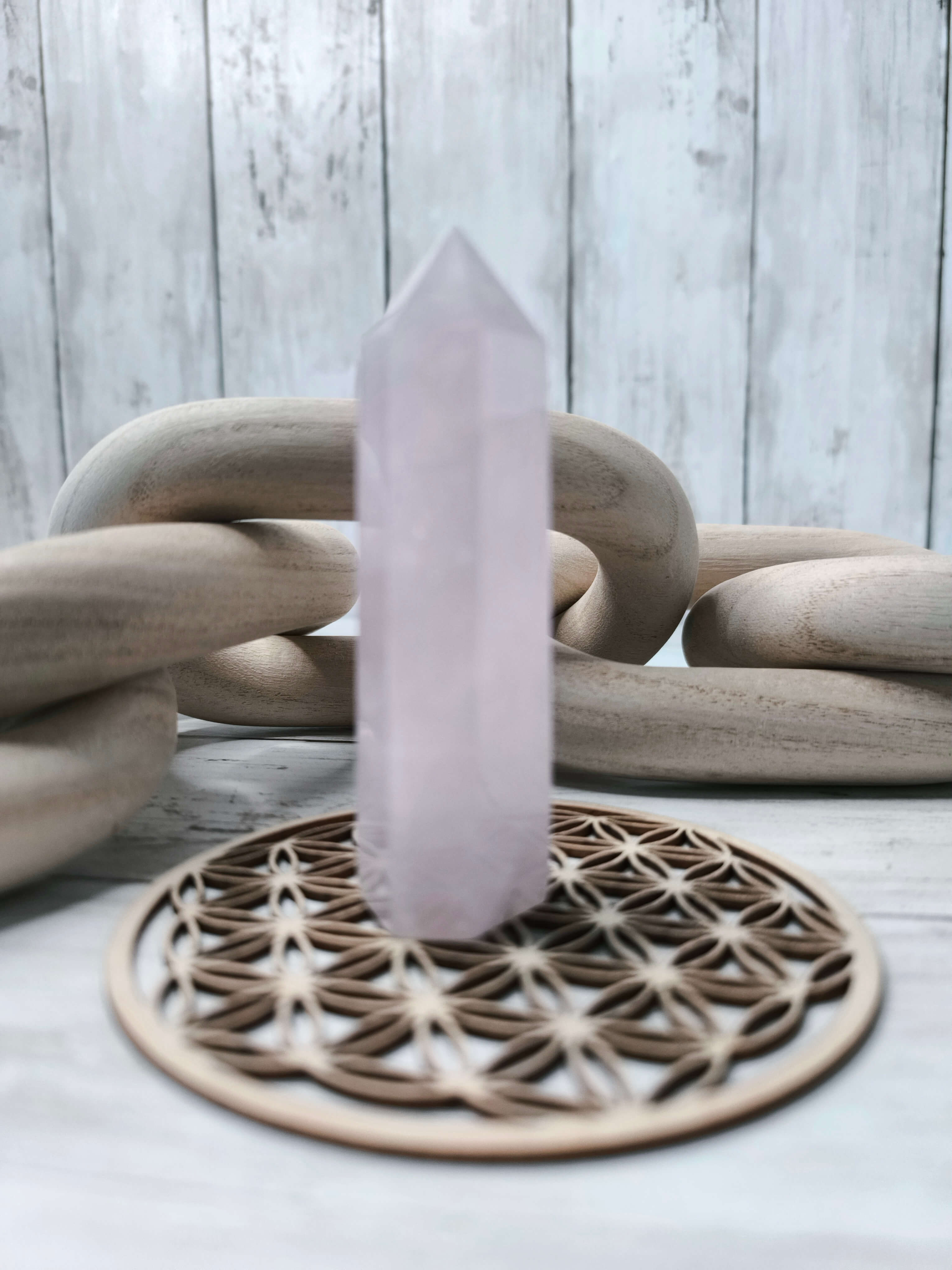 QUARTZ ROSE - NATUREL POLI - POINTE DE MEDITATION - PIERRE DE L'AMOUR UNIVERSEL