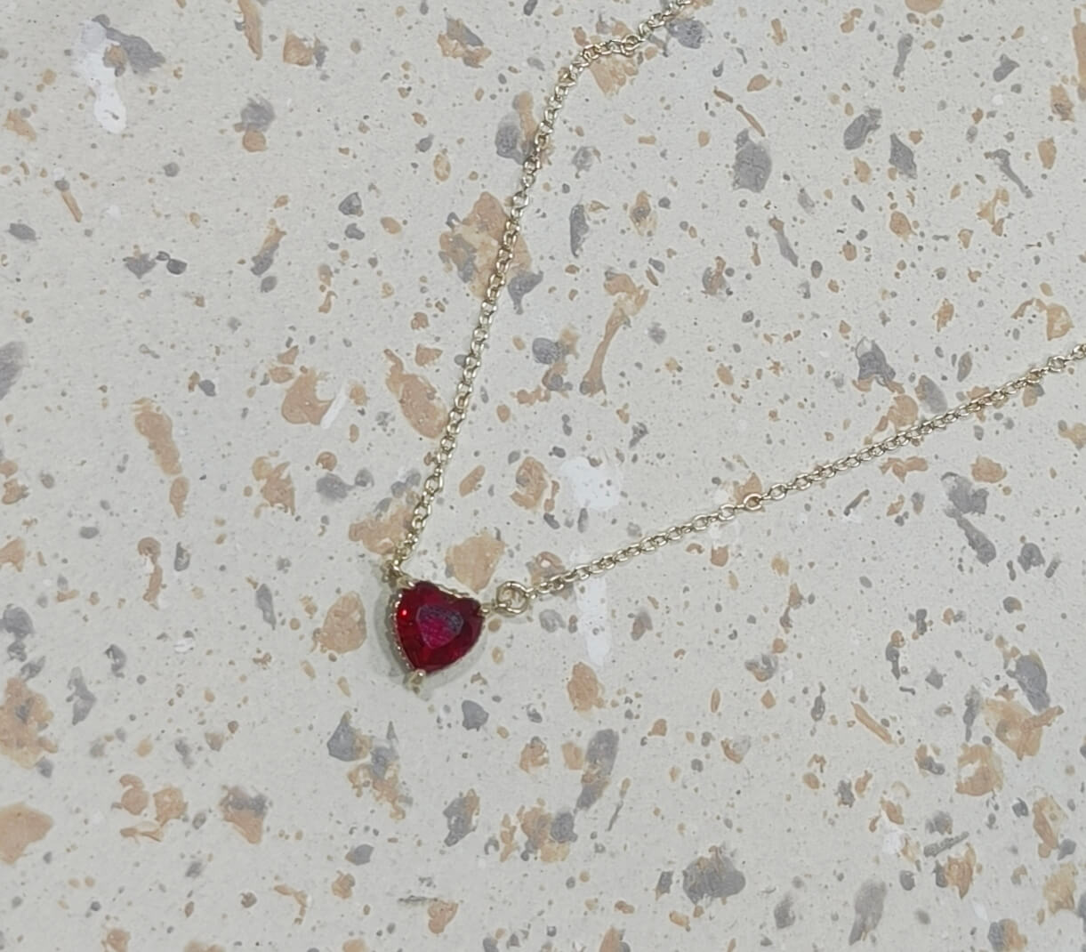 COLLIER PENDENTIF COEUR - ARGENT 925 - ELEGANCE ROUGE