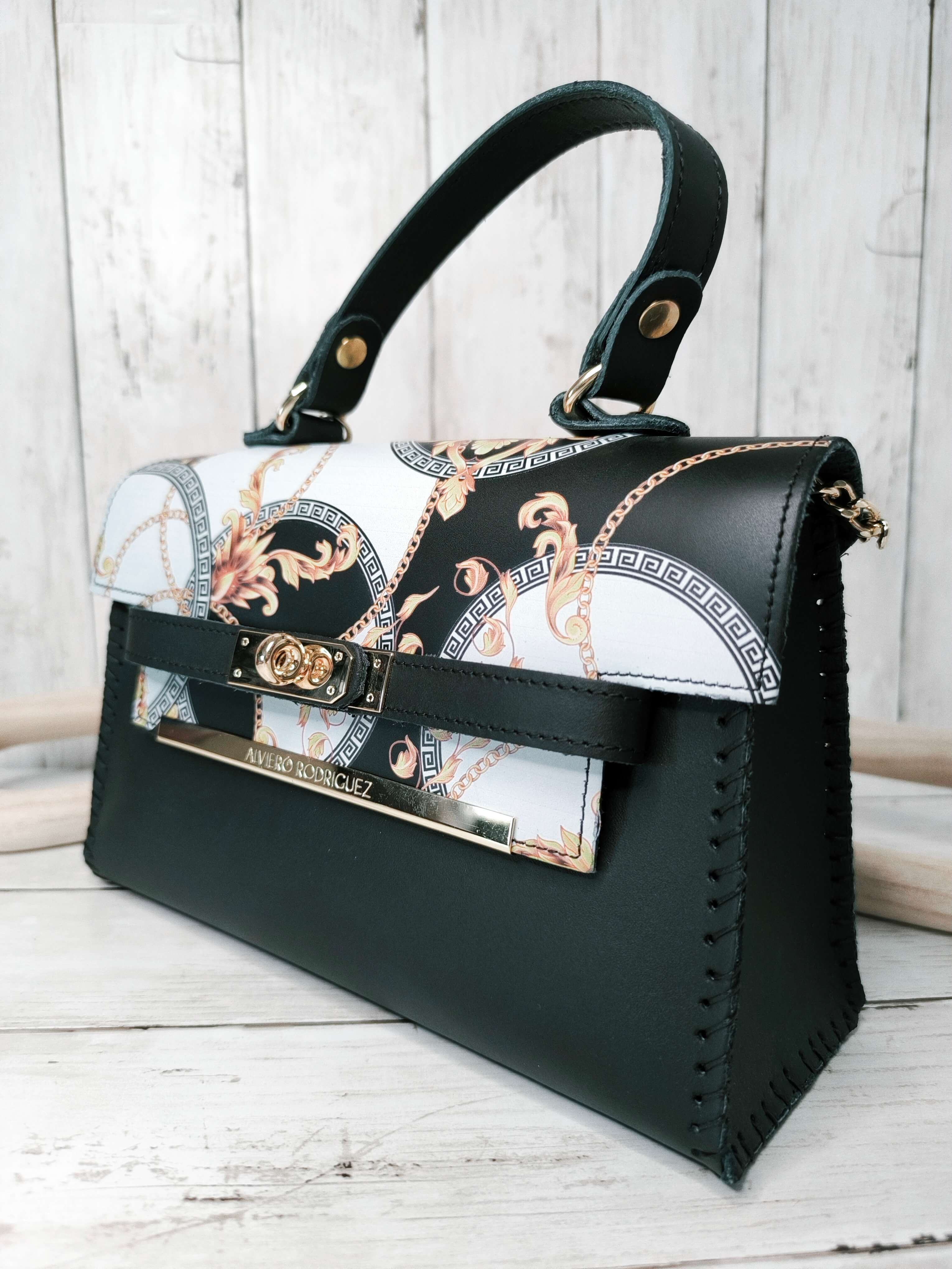 SAC CHARLOTTE ROYAL WHITE - ALVIERO RODRIGUEZ - CUIR COUSU MAIN - MADE IN ITALY