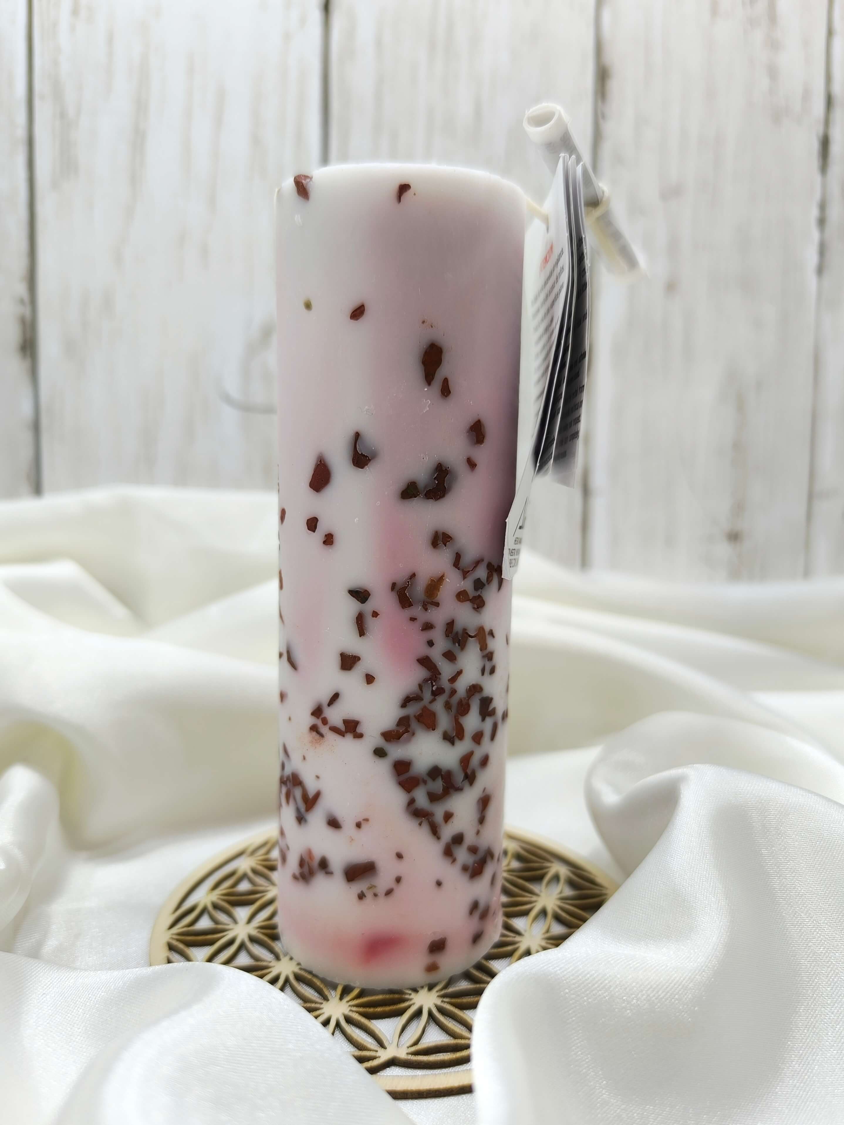 BOUGIE ARTISANALE AU JASPE ROUGE - VITALITE & TRIOMPHE