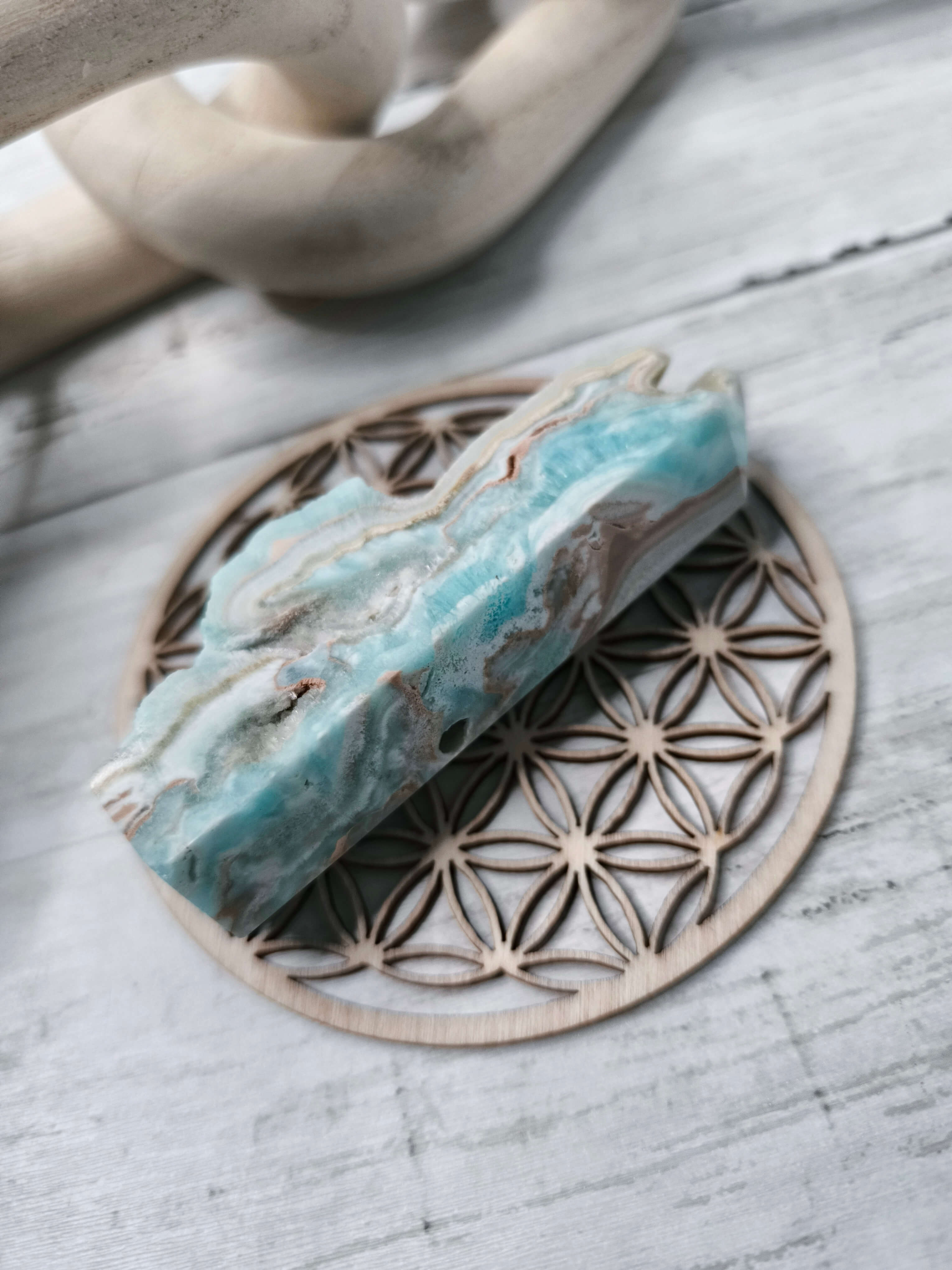 PIERRE D'ARAGONITE - BLEUE - NATURELLE BRUT - HAUTE QUALITE - FINITION POLIE 