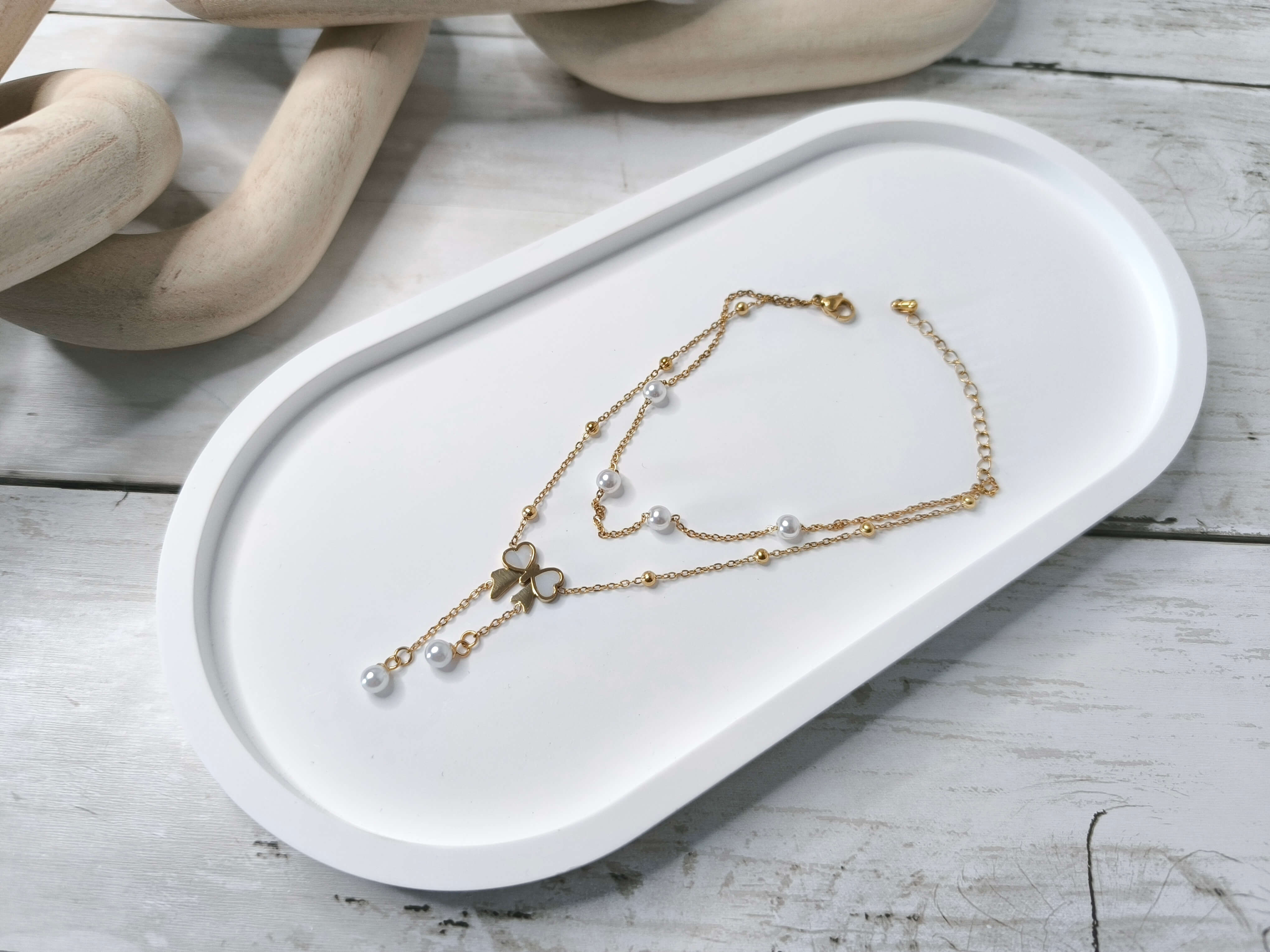 CHAINE DE CHEVILLE FEMME - DOREE - NOEUD EN ACIER INOXYDABLE