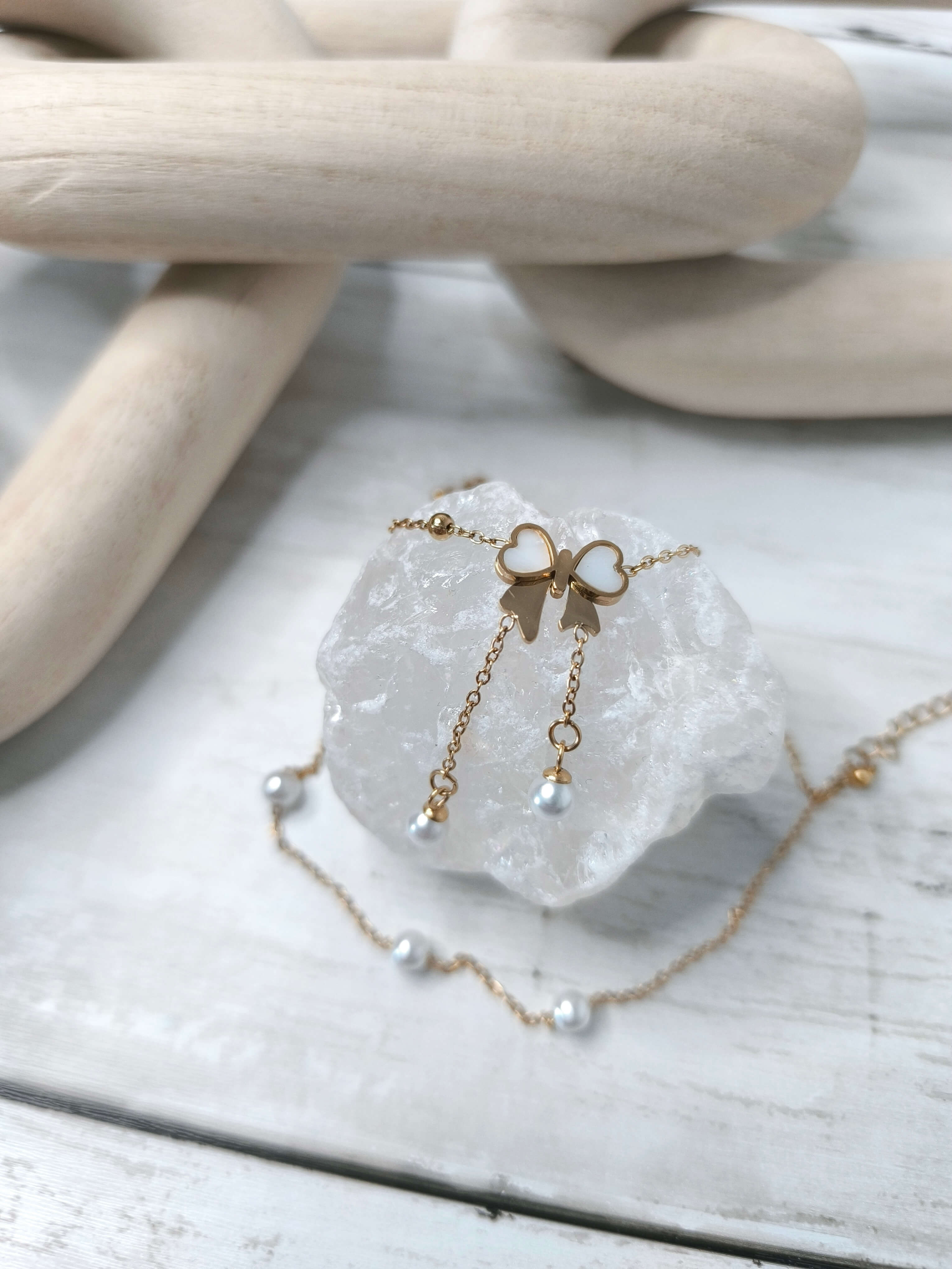 CHAINE DE CHEVILLE FEMME - DOREE - NOEUD EN ACIER INOXYDABLE