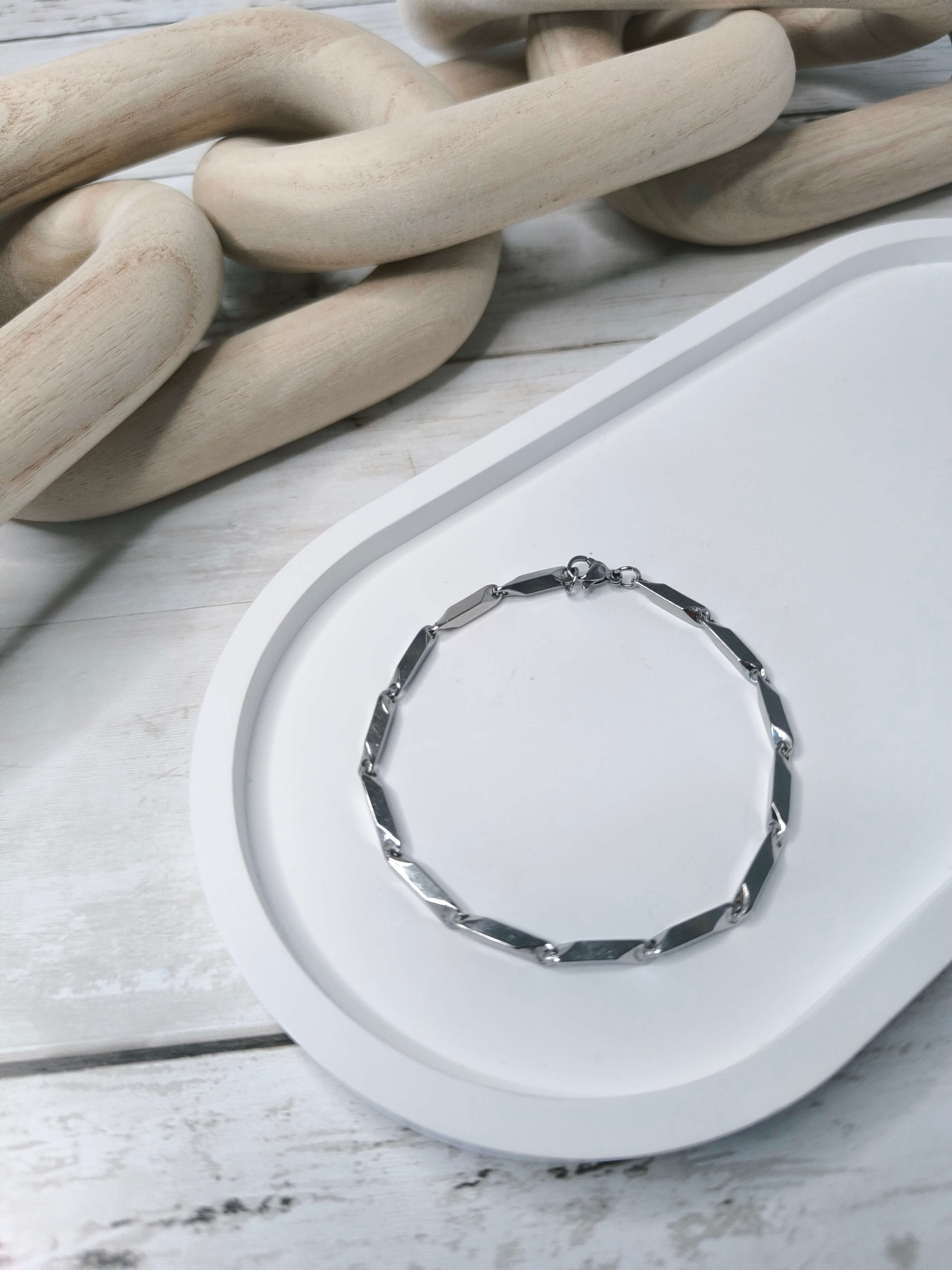 GOURMETTE HOMME - EN ARGENT - MAILLES LONGUES ELEGANTES - 21 CM