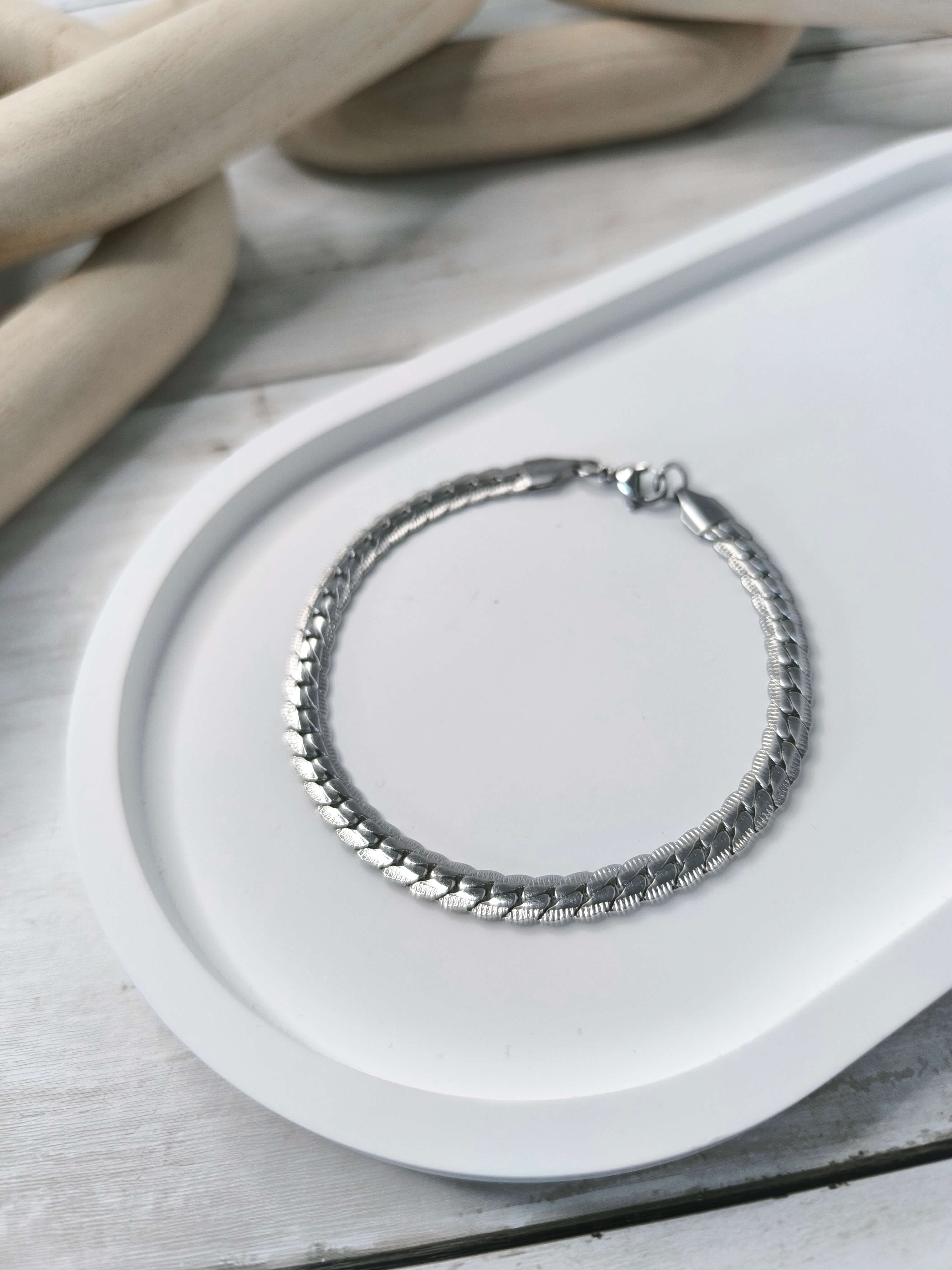 GOURMETTE HOMME - EN ACIER INOXYDABLE - MAILLES SERREES - 21 CM