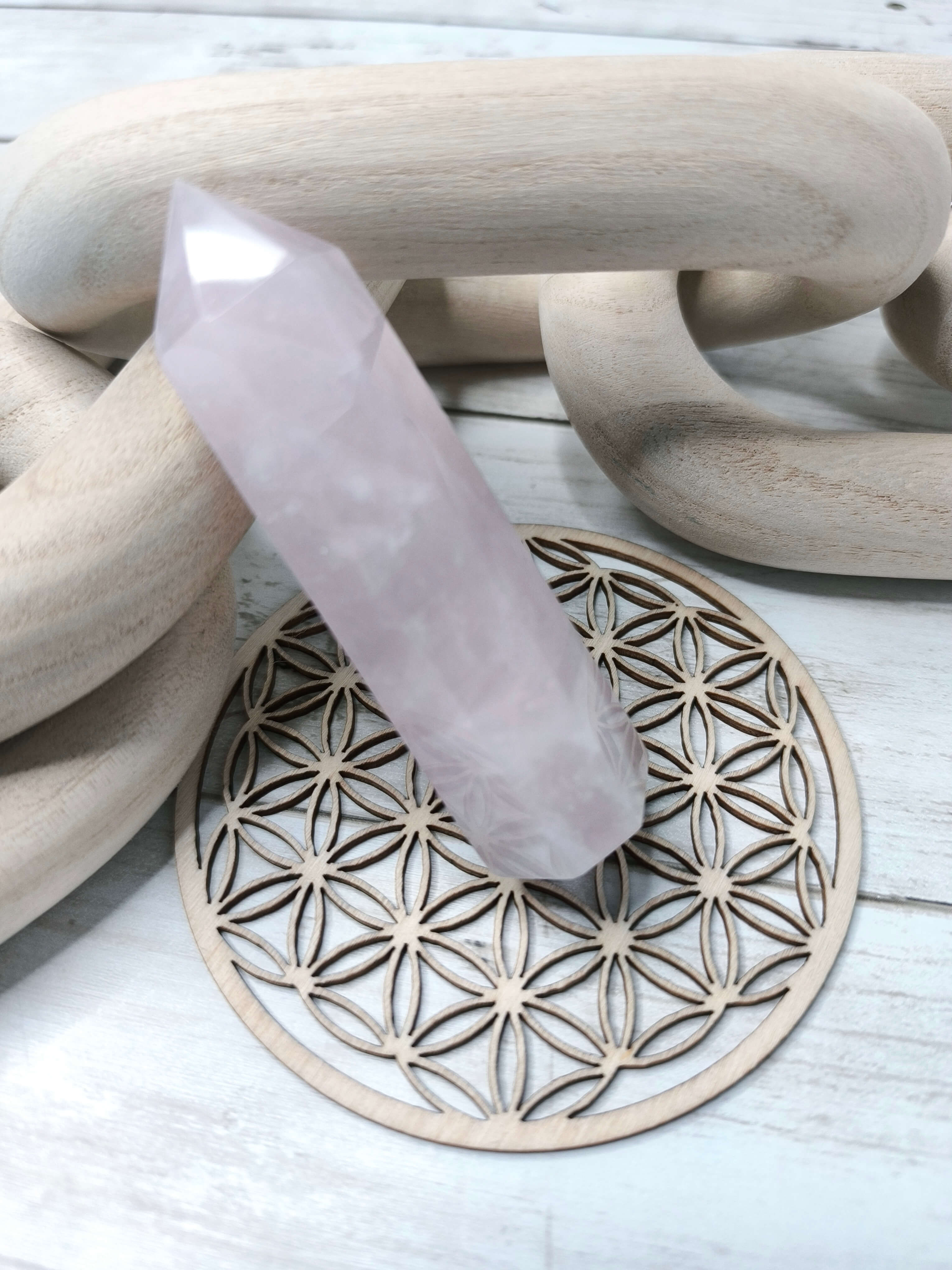 QUARTZ ROSE - NATUREL POLI - POINTE DE MEDITATION - PIERRE DE L'AMOUR UNIVERSEL