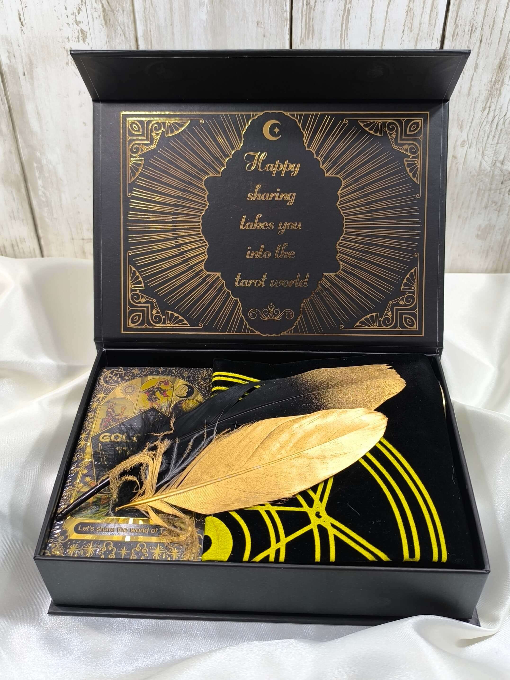 COFFRET TAROT DORE AVEC FEUILLES D'OR - EDITION DE LUXE & ACCESSOIRES MYSTIQUES