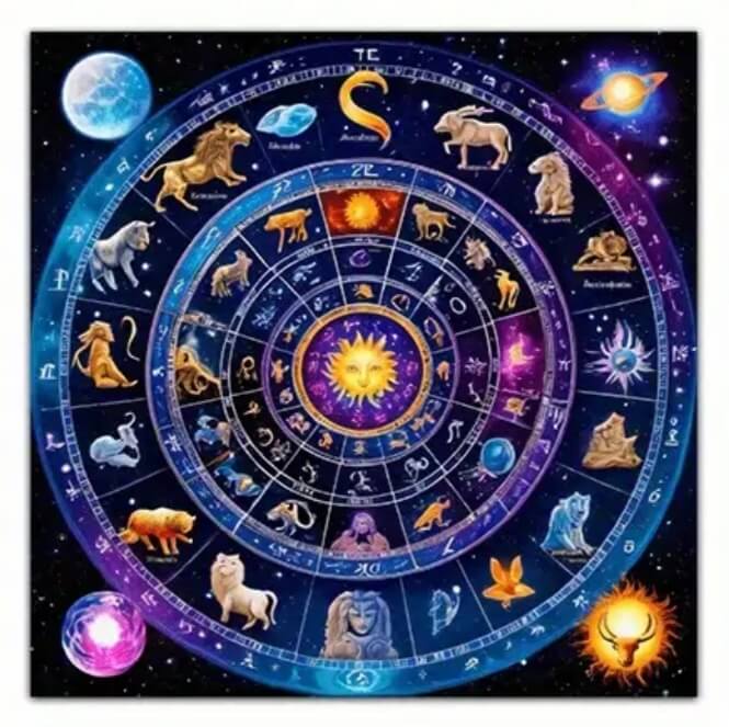 Nappe d’Autel Divinatoire – Zodiaque & Univers Cosmique – 75 cm