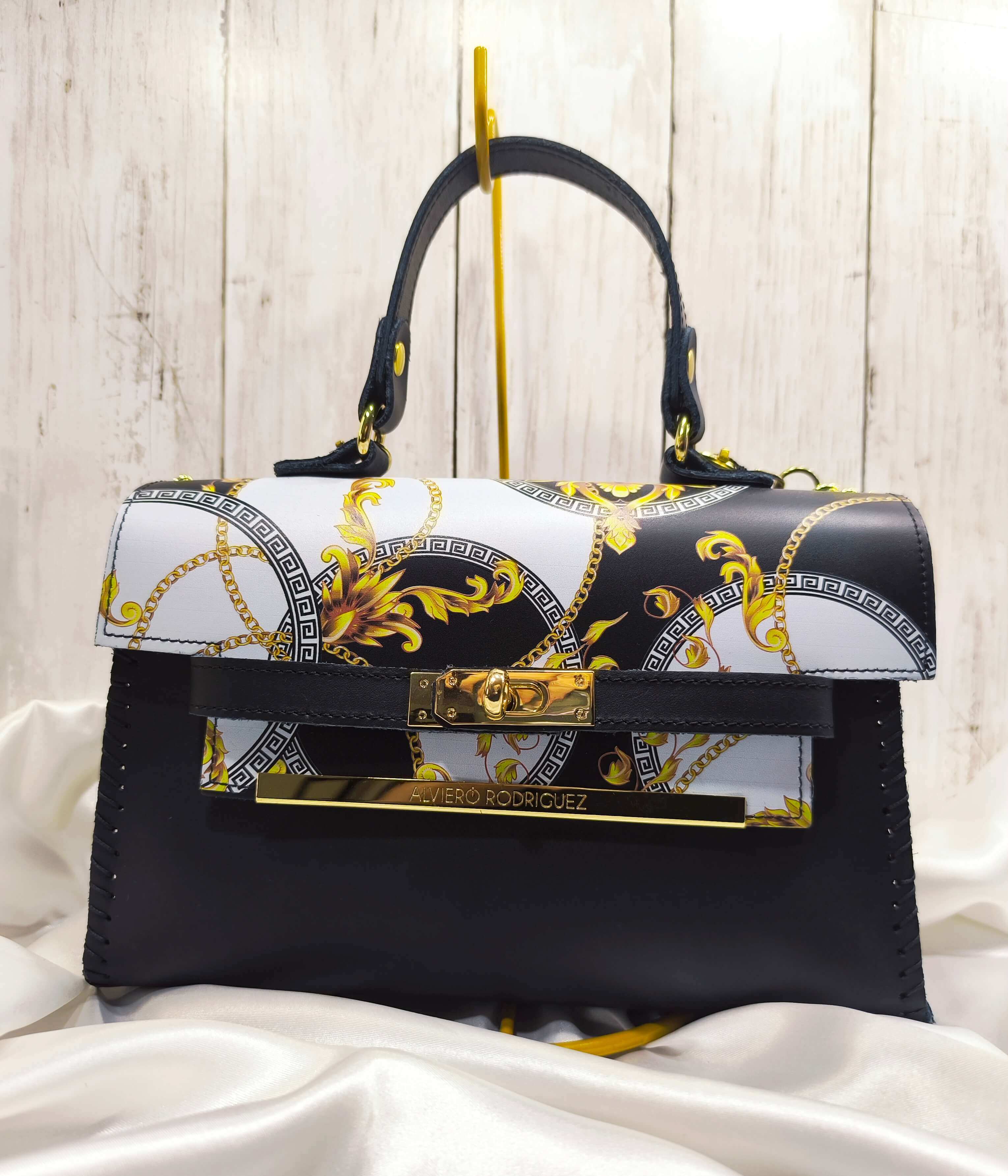 SAC CHARLOTTE ROYAL WHITE - ALVIERO RODRIGUEZ - CUIR COUSU MAIN - MADE IN ITALY