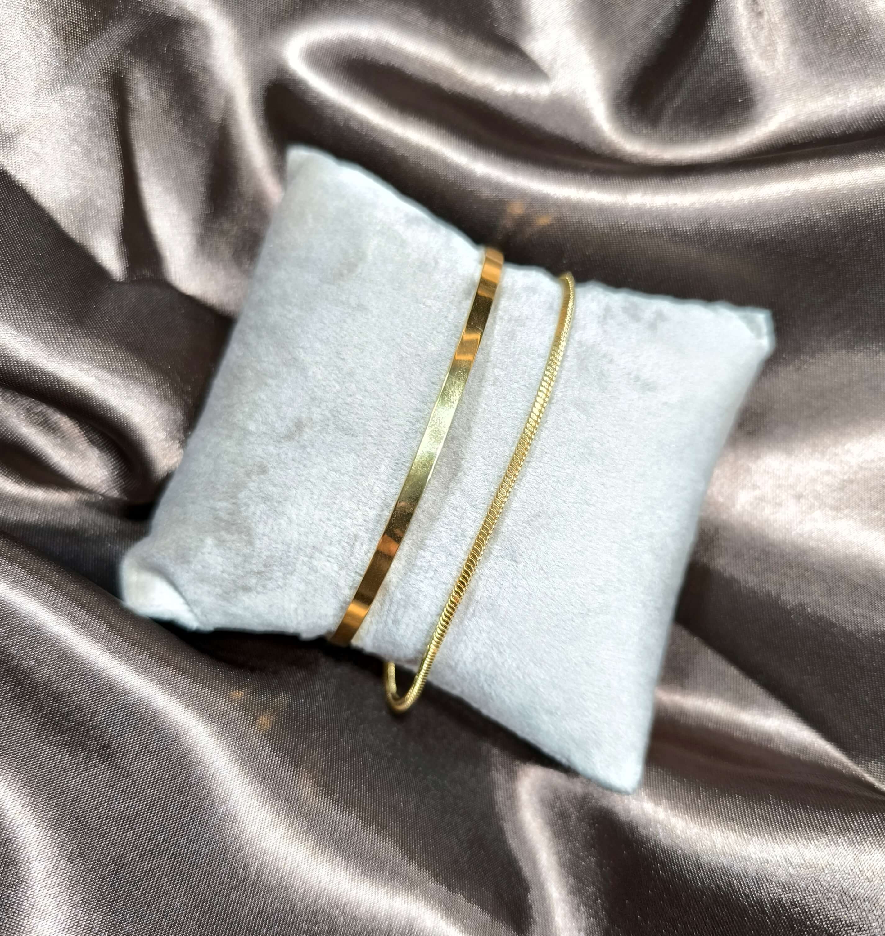 LOT DE 2 BRACELETS HOMME - DORE OU ARGENTE - ACIER INOXYDABLE 304 - ELEGANCE & SIMPLICITE