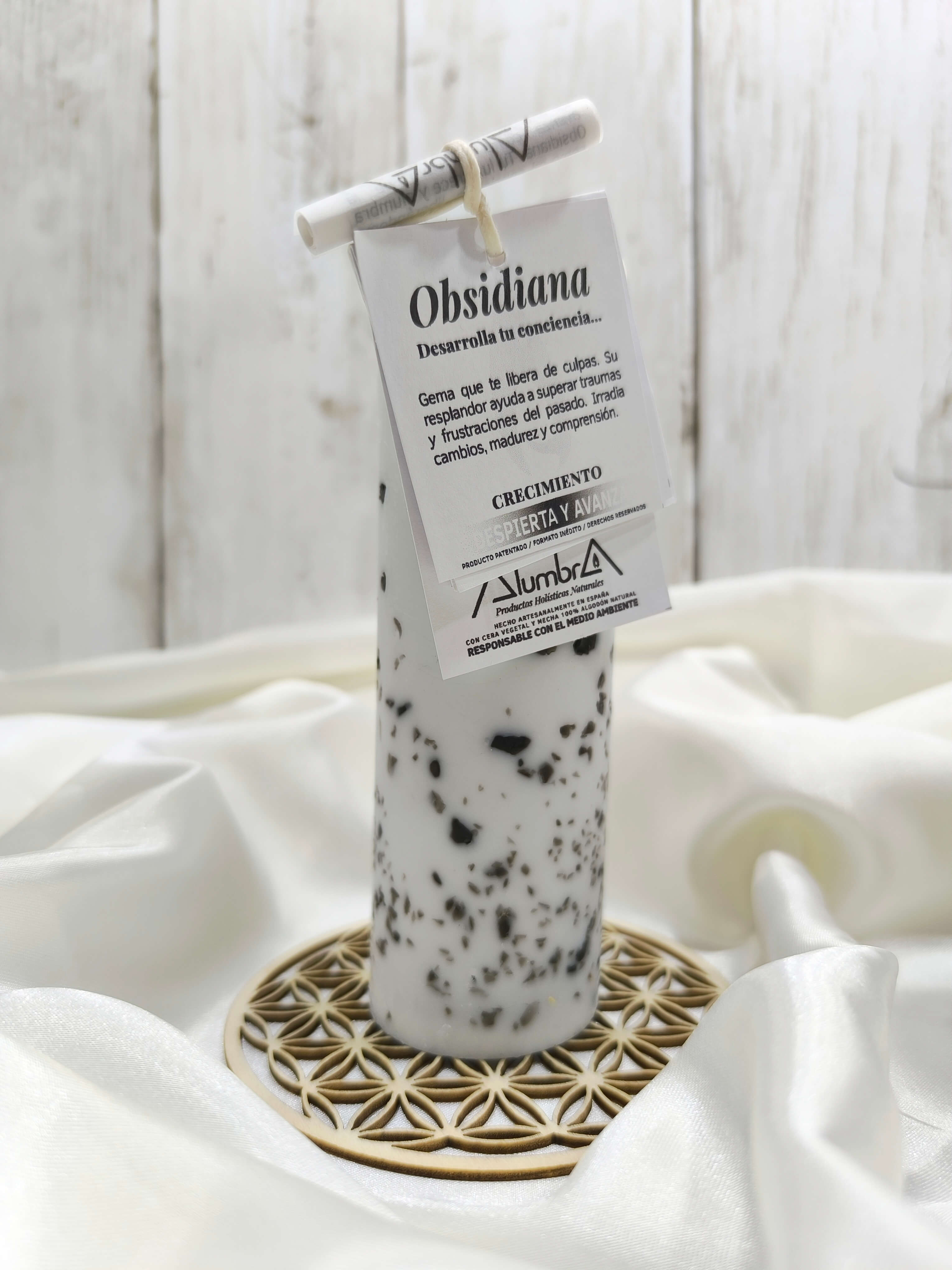 BOUGIE ARTISANALE A L'OBSIDIENNE - LIBERATION & CROISSANCE INTERIEURE