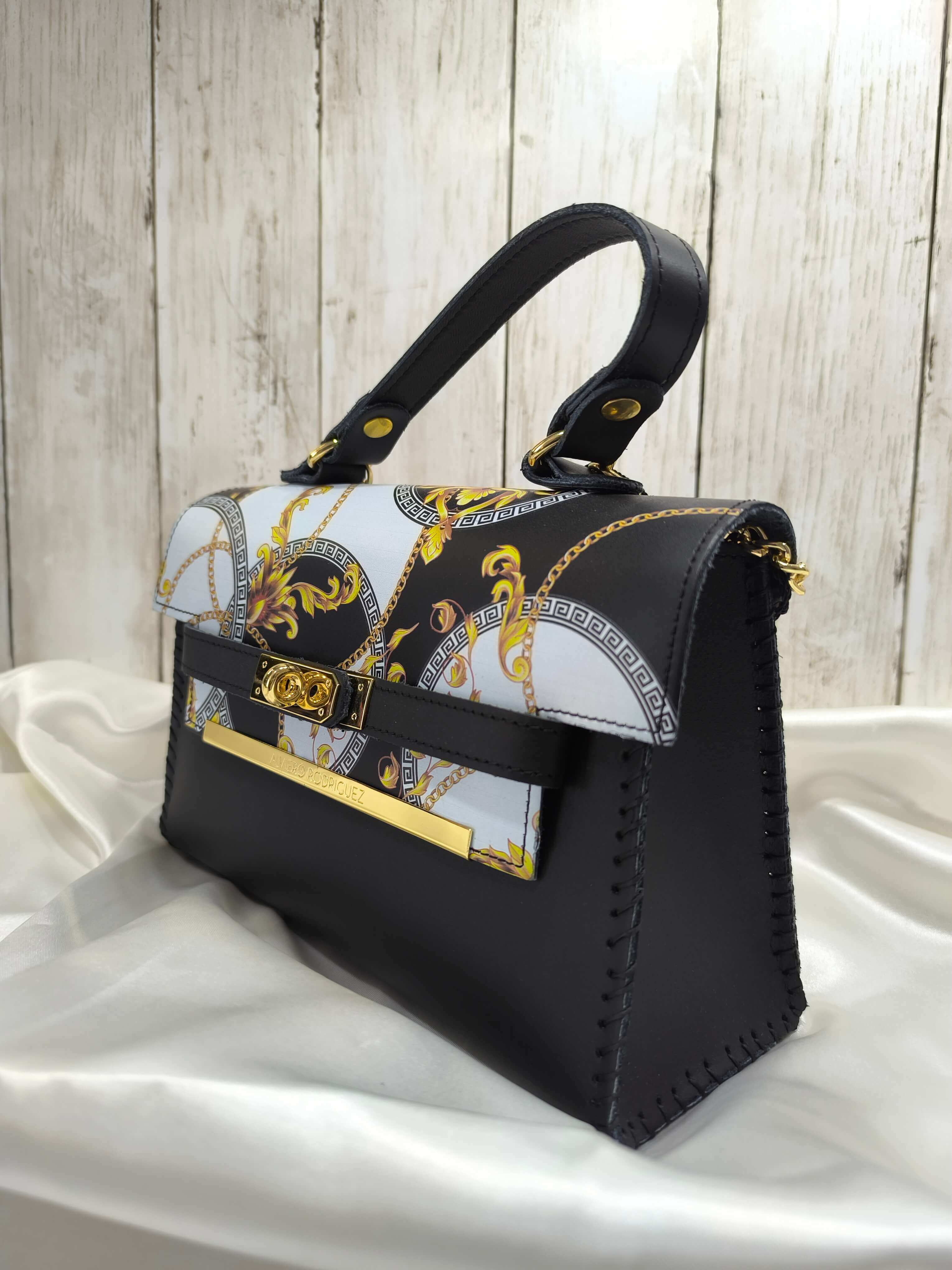 SAC CHARLOTTE ROYAL WHITE - ALVIERO RODRIGUEZ - CUIR COUSU MAIN - MADE IN ITALY