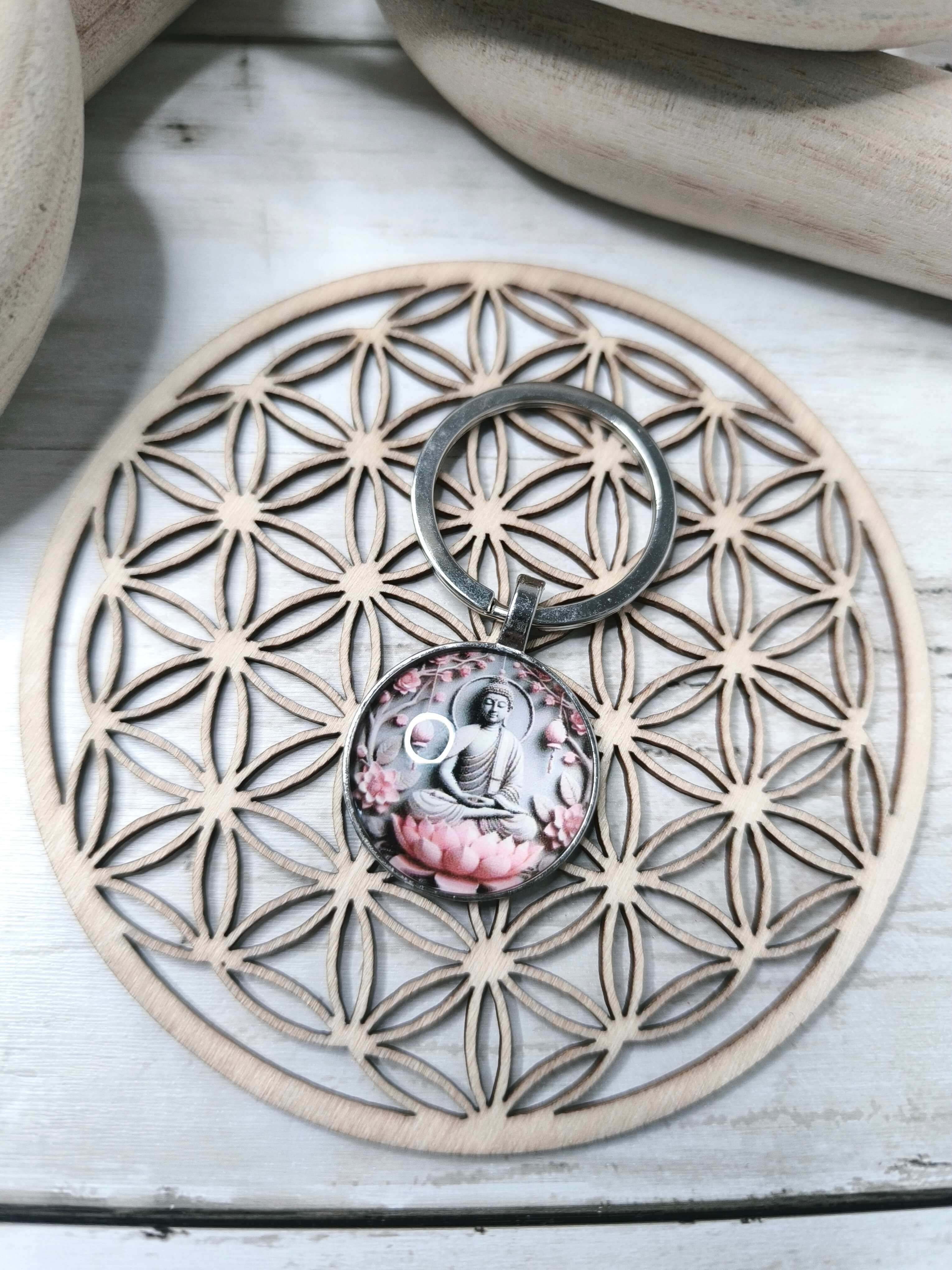 PORTE CLES VINTAGE - BOUDDHA EN MEDITATION - ACCESSOIRE SPIRITUEL - ROSE OU DORE