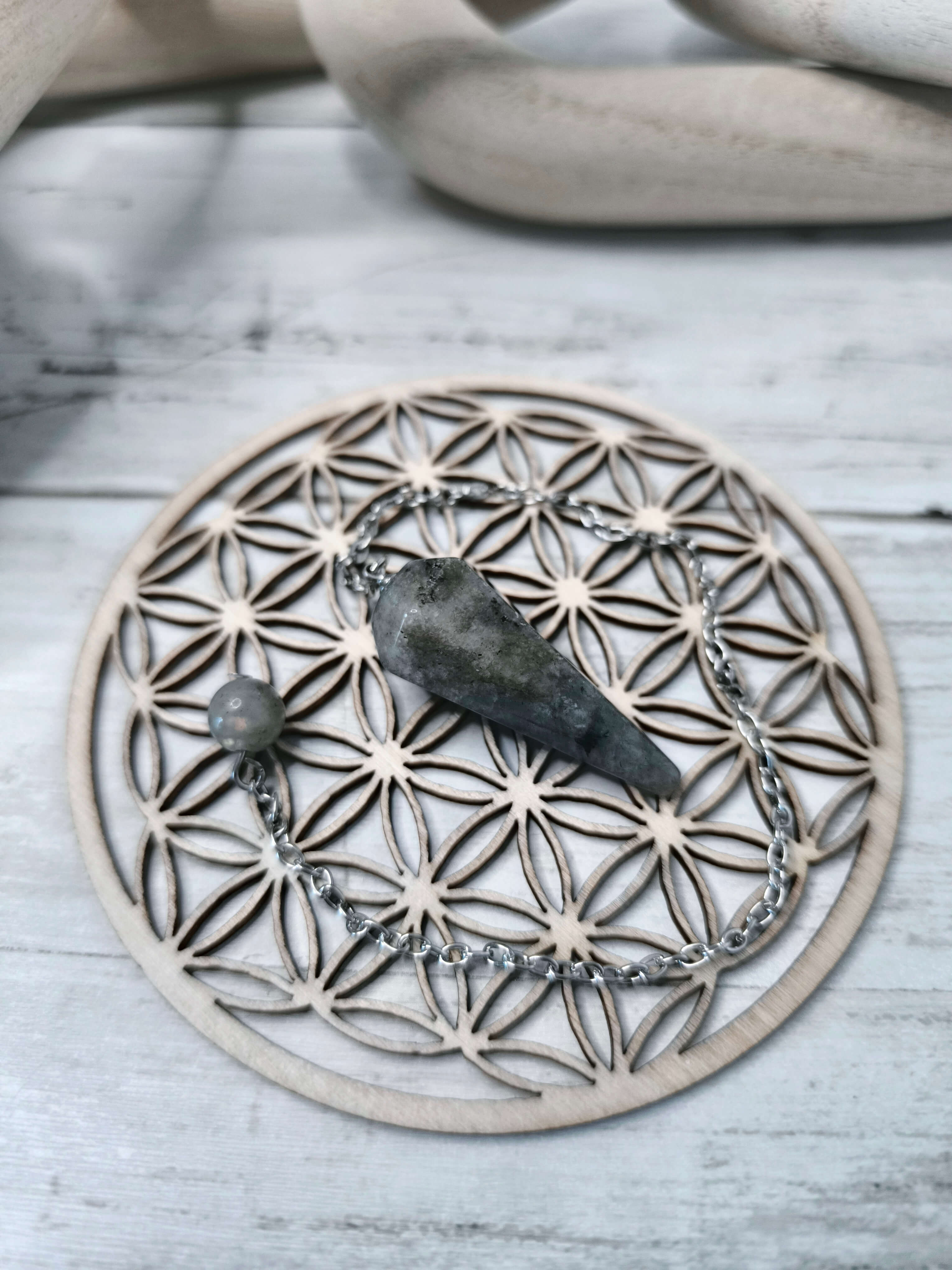 PENDULE DIVINATOIRE - LABRADORITE - PROTECTION, INTUITION & LUMIERE INTERIEURE