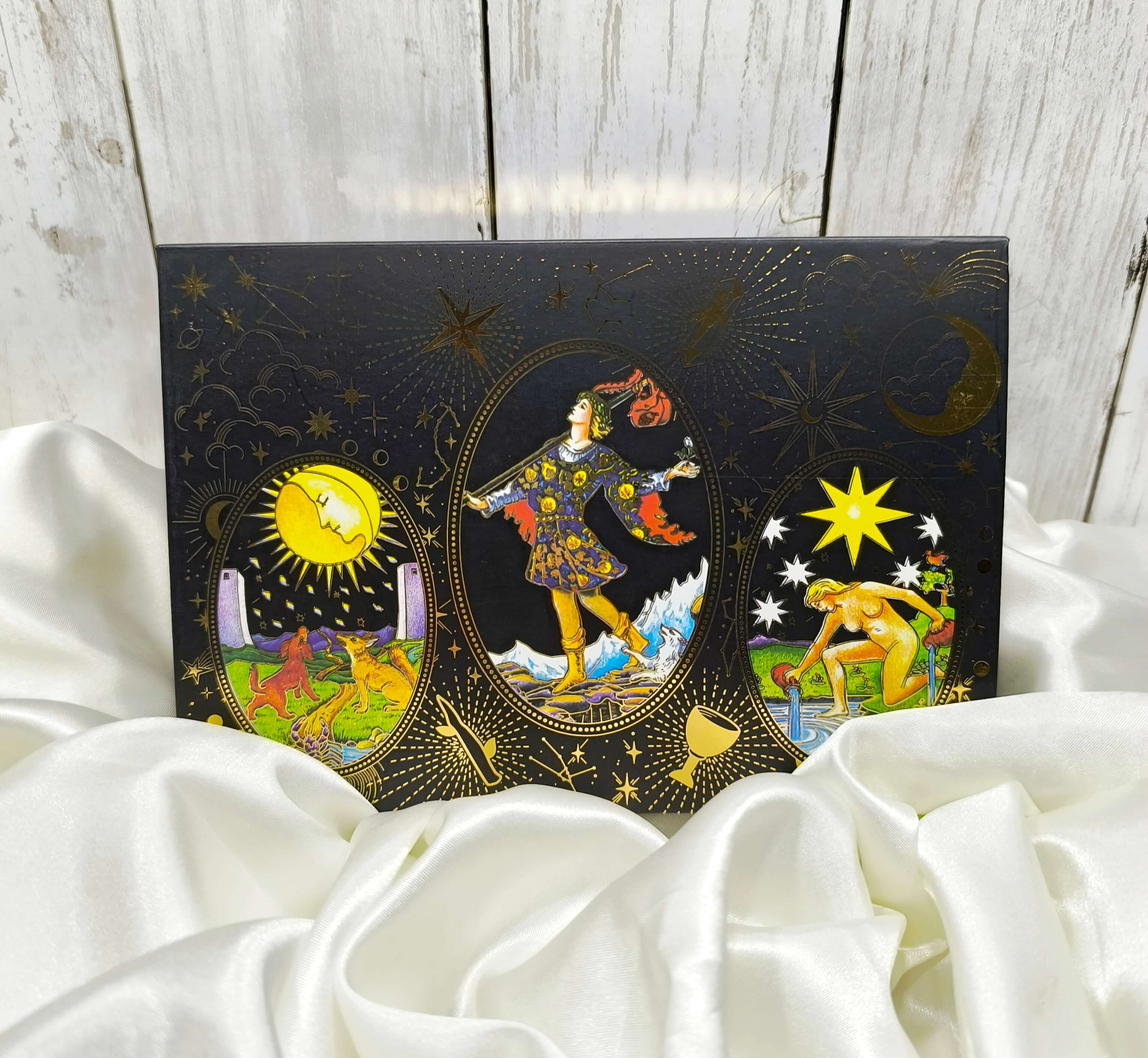 COFFRET TAROT DORE AVEC FEUILLES D'OR - EDITION DE LUXE & ACCESSOIRES MYSTIQUES