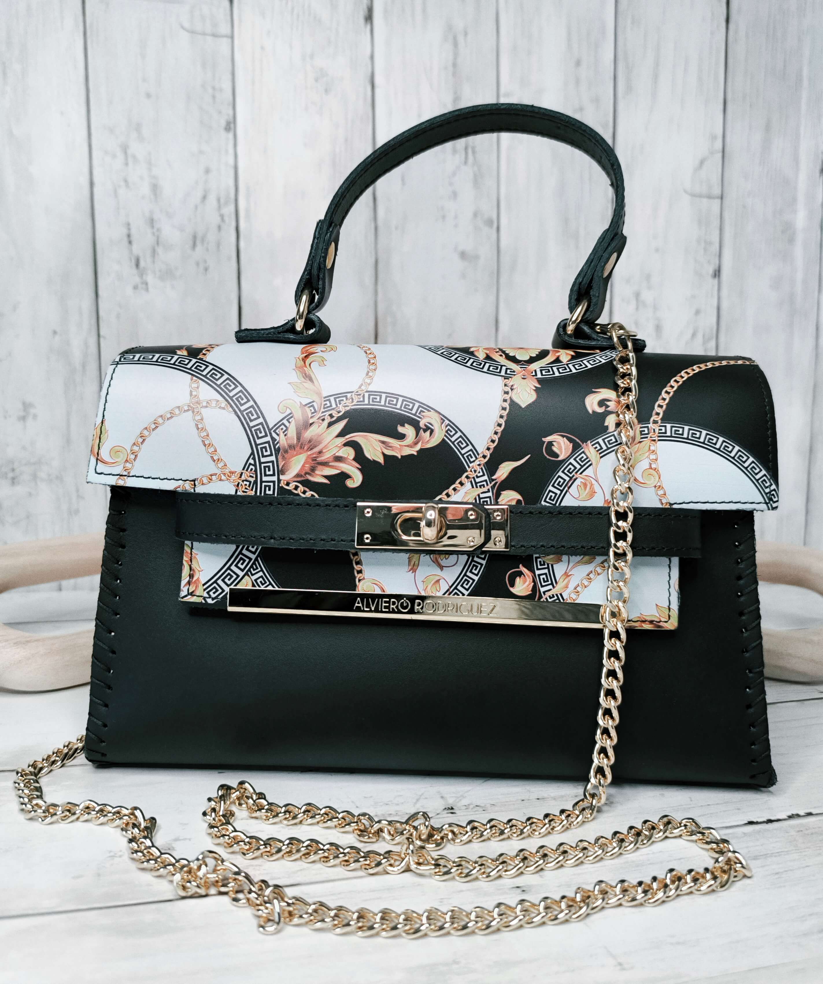 SAC CHARLOTTE ROYAL WHITE - ALVIERO RODRIGUEZ - CUIR COUSU MAIN - MADE IN ITALY