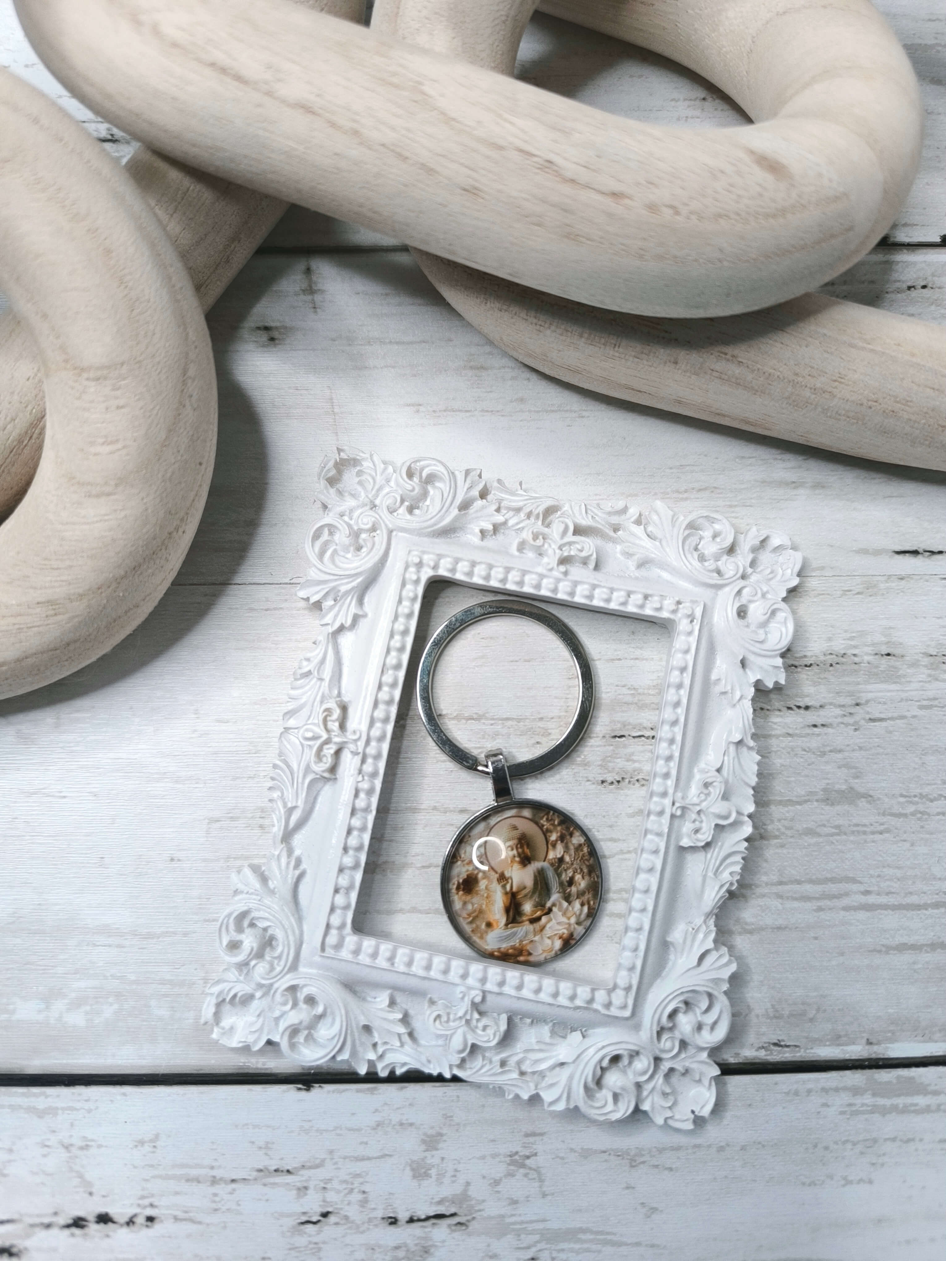 PORTE CLES VINTAGE - BOUDDHA EN MEDITATION - ACCESSOIRE SPIRITUEL - ROSE OU DORE