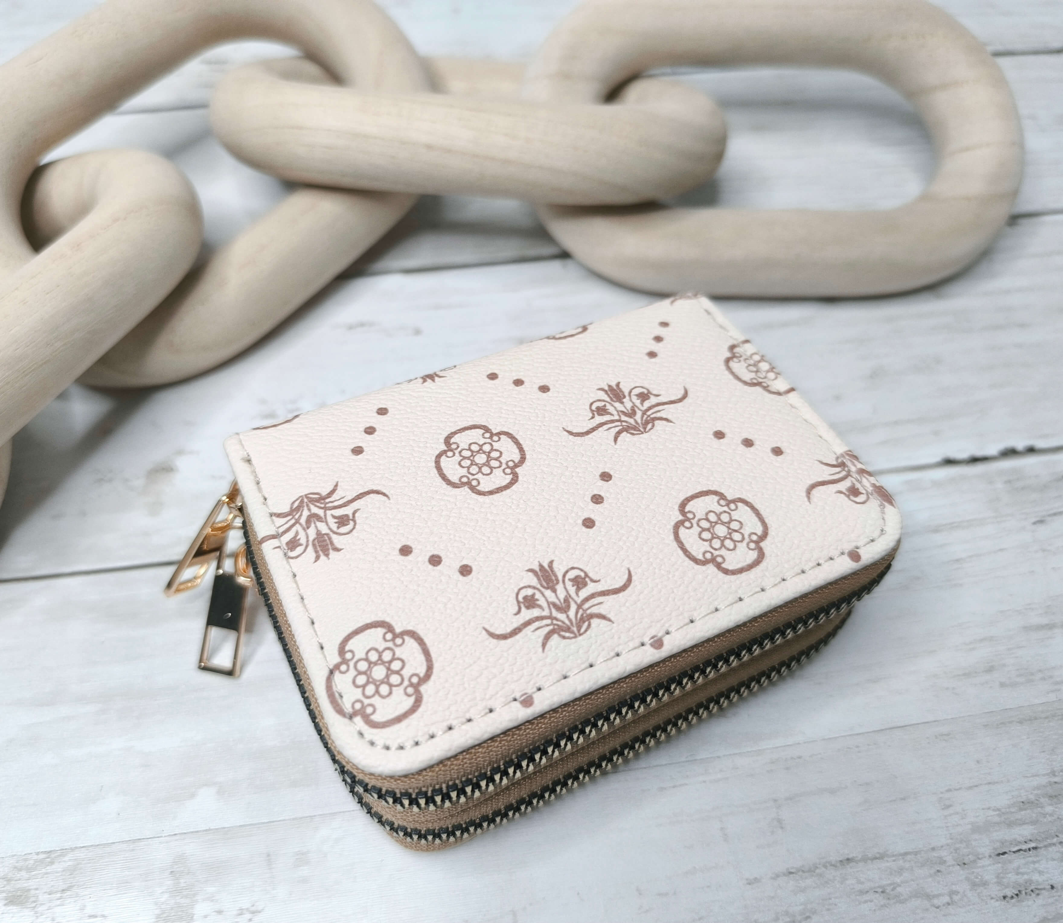 PORTE MONNAIE FEMME A DEUX COMPARTIMENTS - BEIGE OU CAFE FONCE 