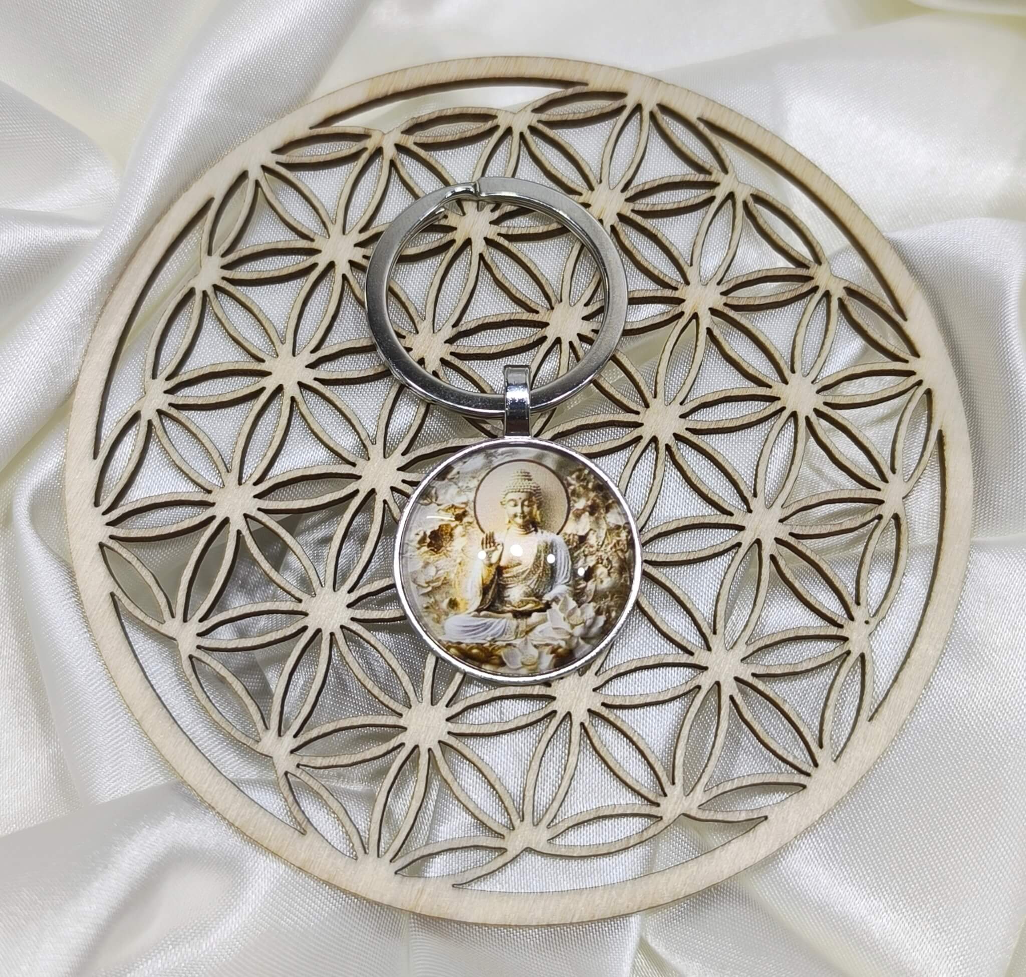PORTE CLES VINTAGE - BOUDDHA EN MEDITATION - ACCESSOIRE SPIRITUEL - ROSE OU DORE