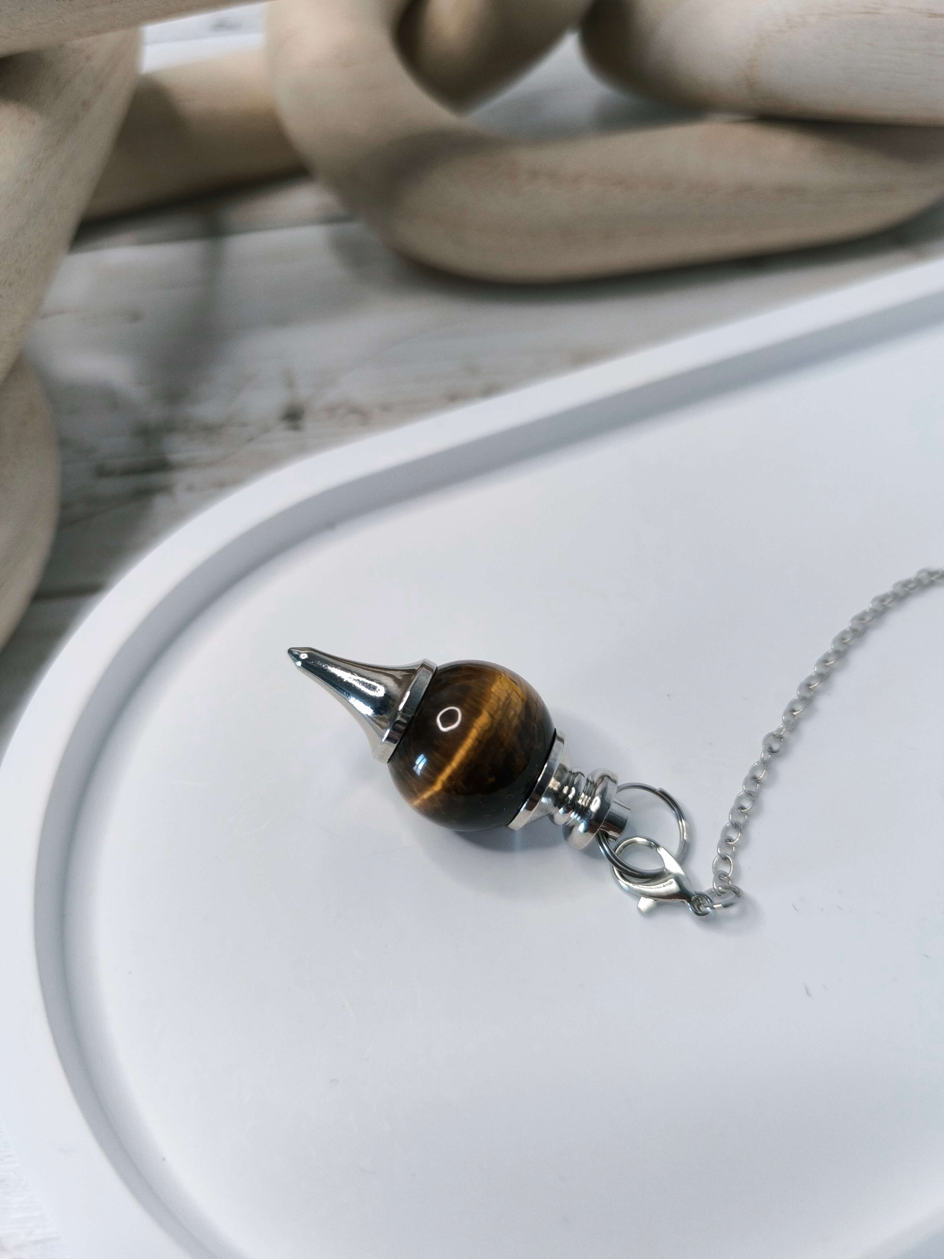 PENDULE DIVINATOIRE - OEIL DE TIGRE - PROTECTION & CONFIANCE INTERIEUR