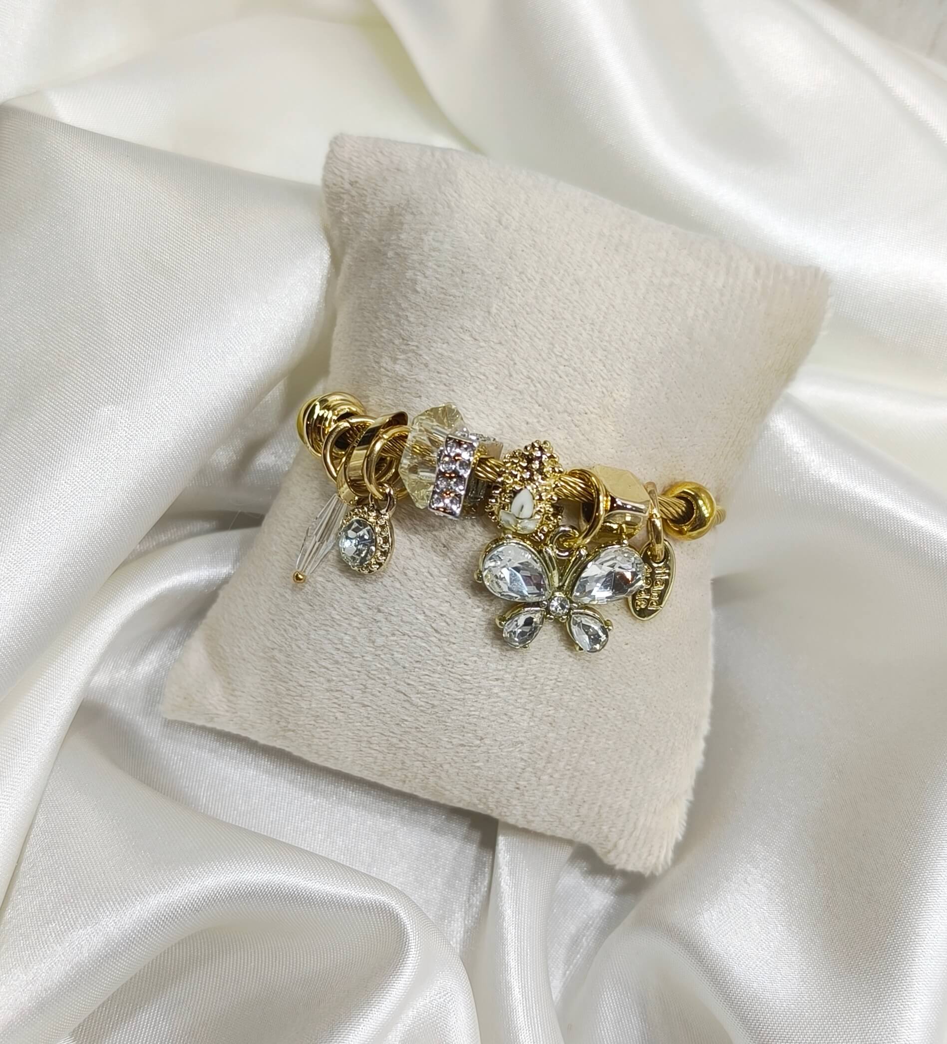 BRACELET FEMME - BRELOQUE - PENDENTIF PAPILLON & AUTRES CHARMS LUMINEUX