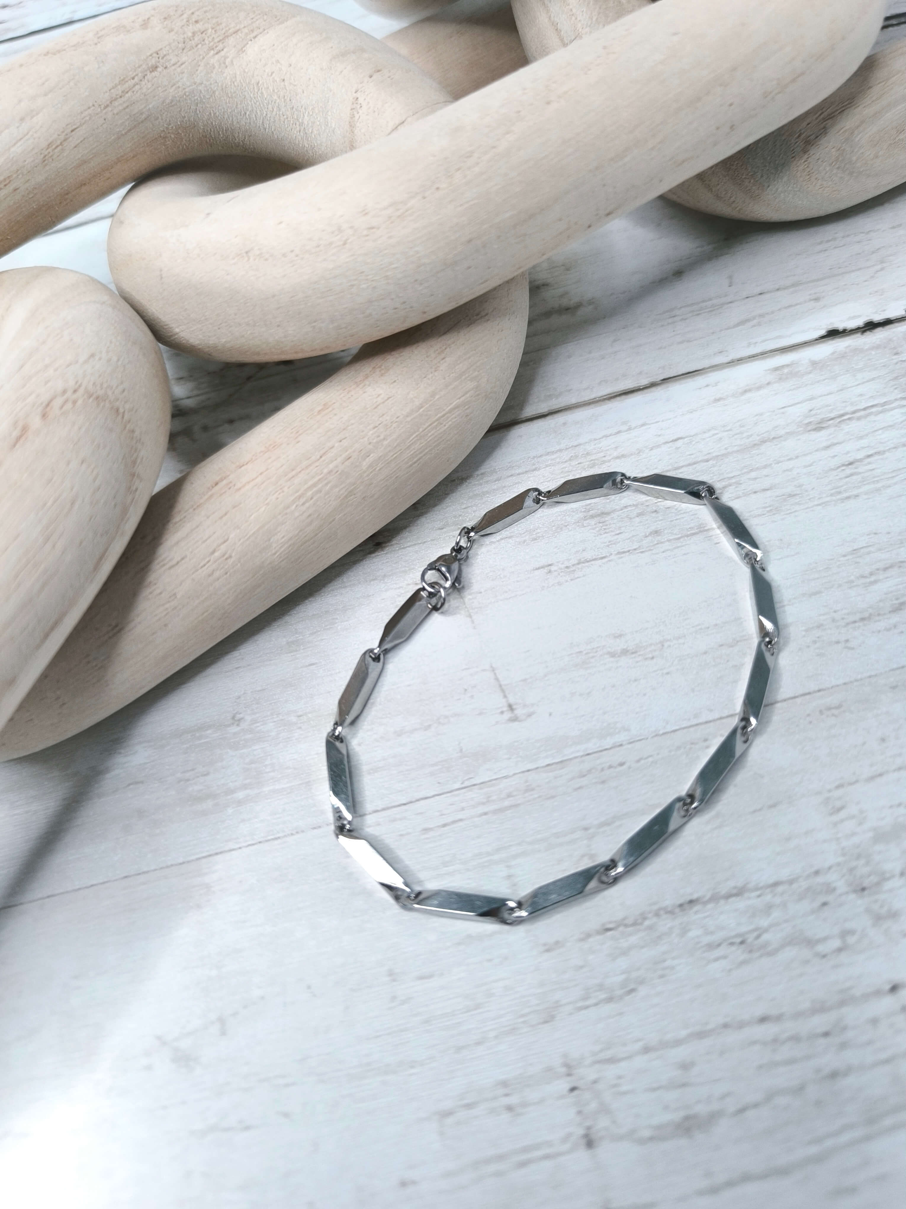 GOURMETTE HOMME - EN ARGENT - MAILLES LONGUES ELEGANTES - 21 CM