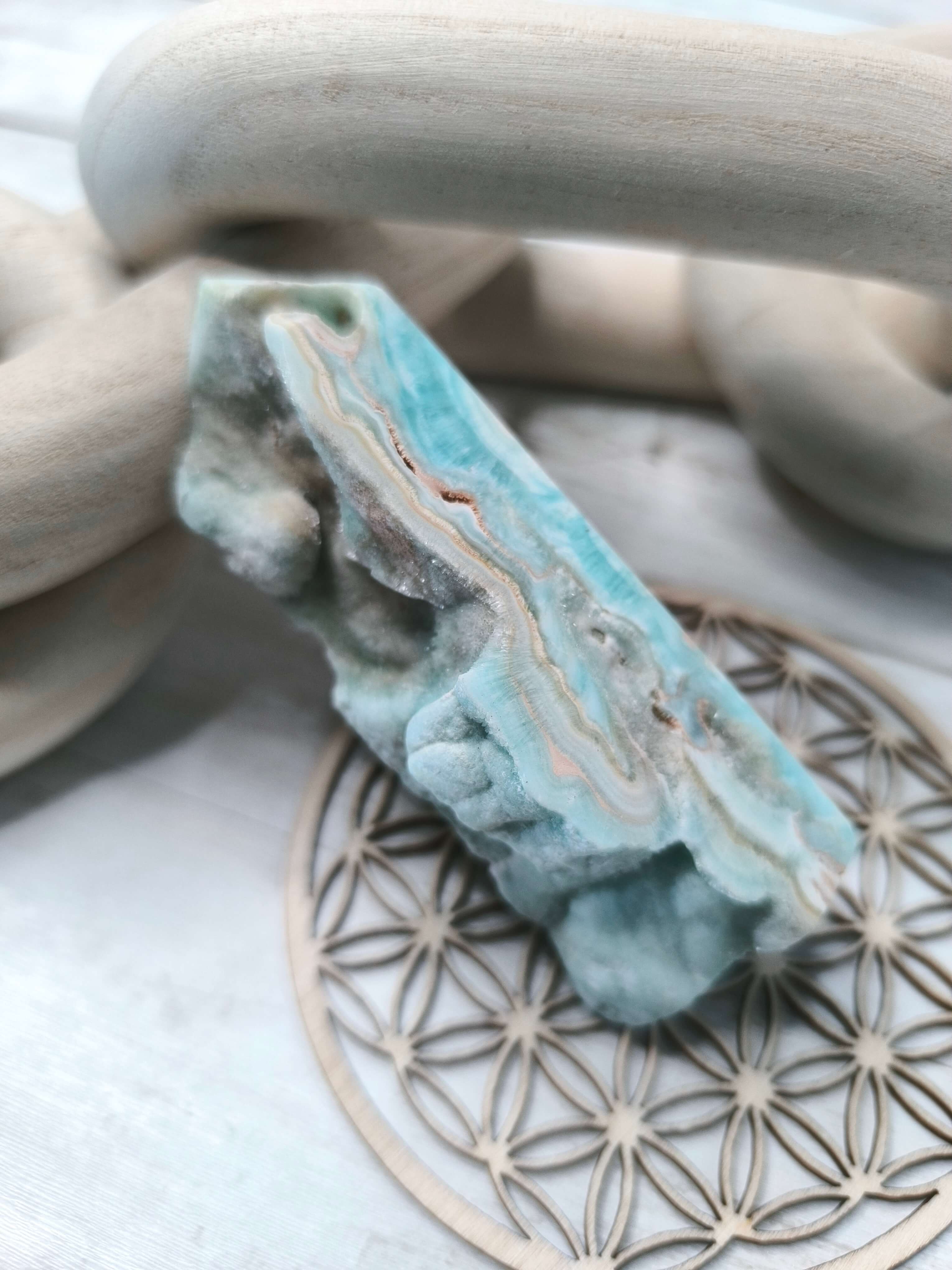 PIERRE D'ARAGONITE - BLEUE - NATURELLE BRUT - HAUTE QUALITE - FINITION POLIE 