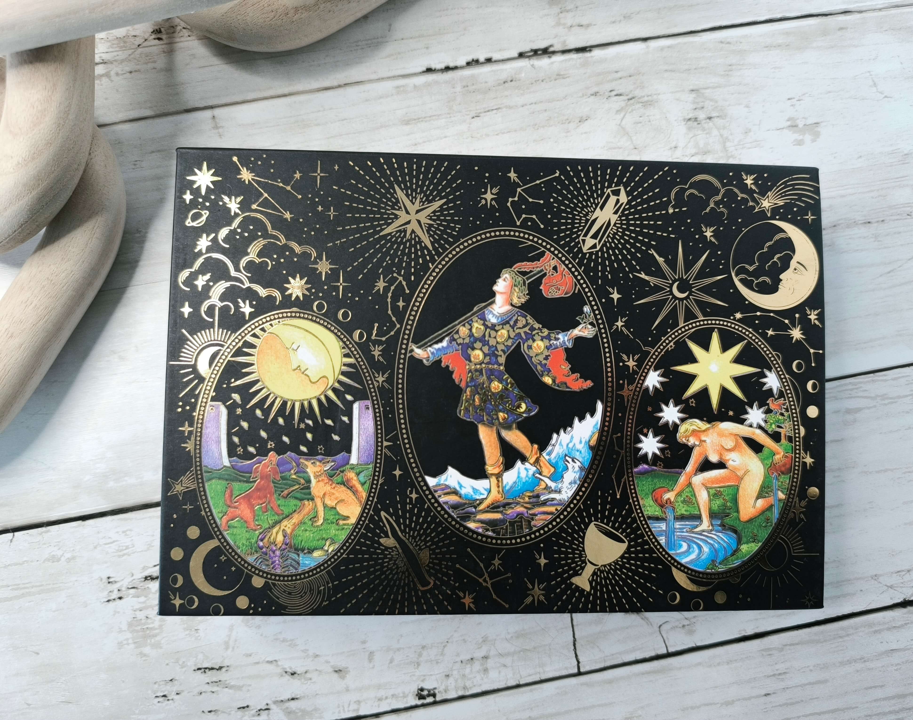 COFFRET TAROT DORE AVEC FEUILLES D'OR - EDITION DE LUXE & ACCESSOIRES MYSTIQUES