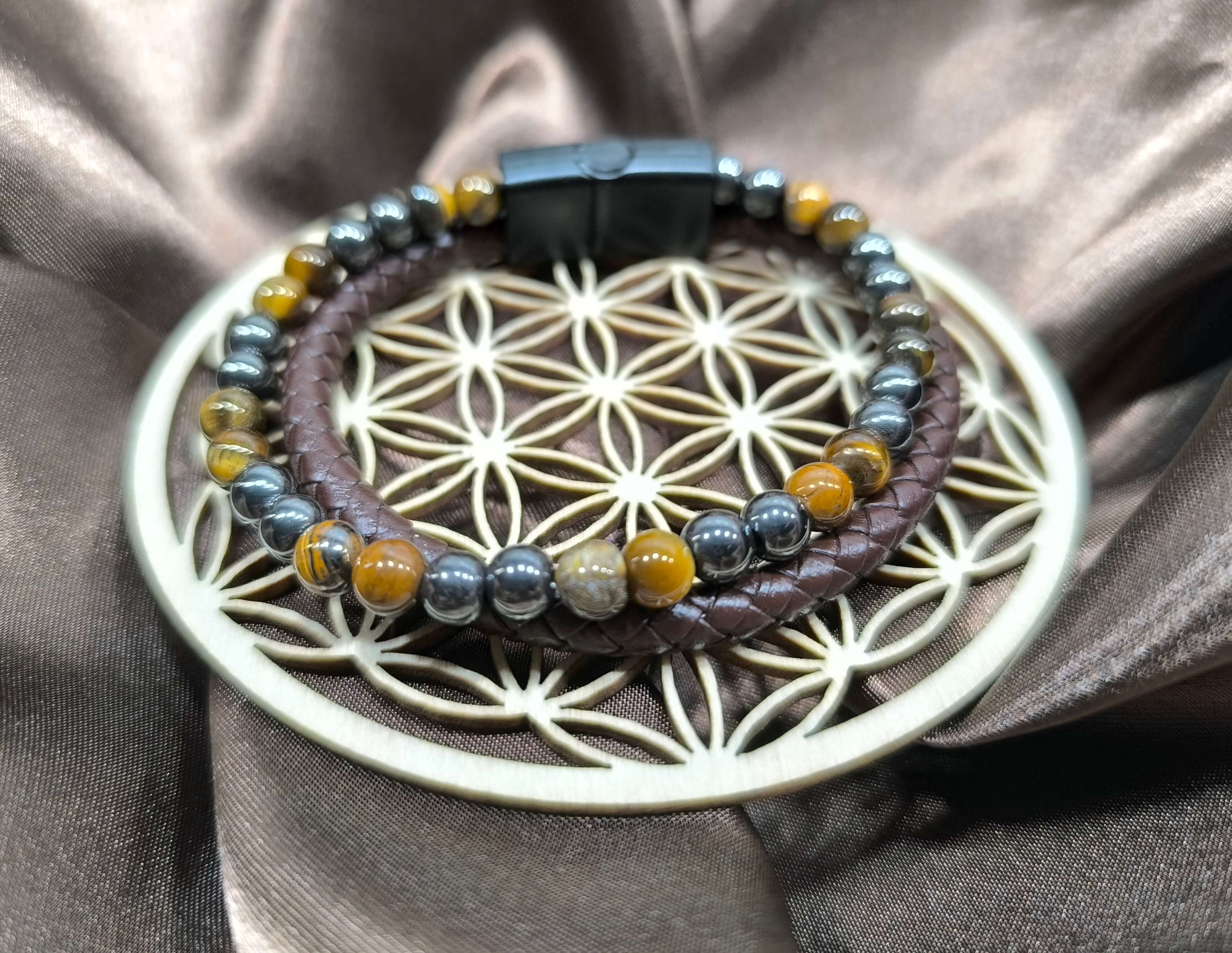 COFFRET CADEAU HOMME - RAFFINE & UNIQUE - PORTEFFEUILLE - PORTE CLES - BRACELET OEIL DE TIGRE