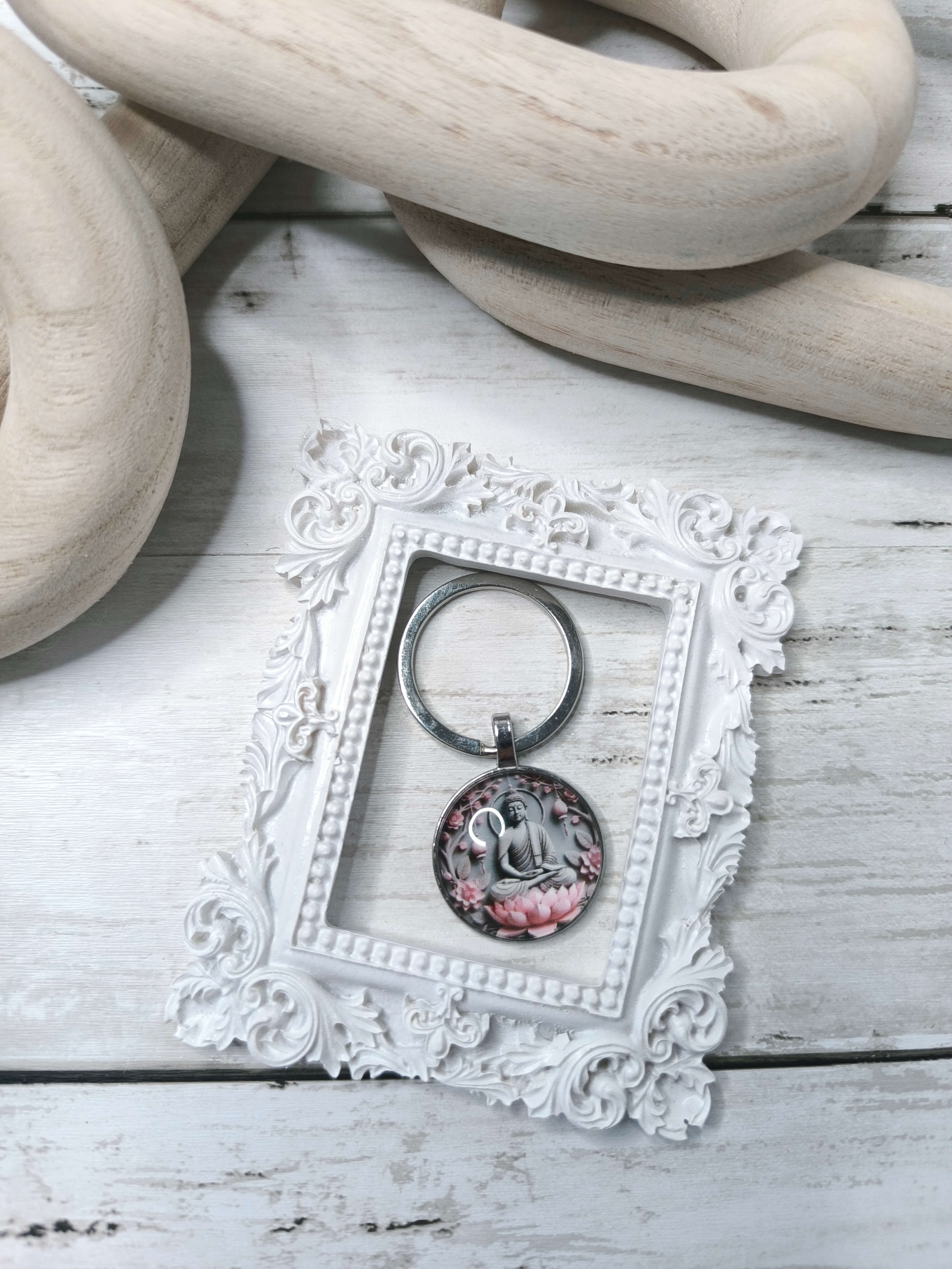 PORTE CLES VINTAGE - BOUDDHA EN MEDITATION - ACCESSOIRE SPIRITUEL - ROSE OU DORE