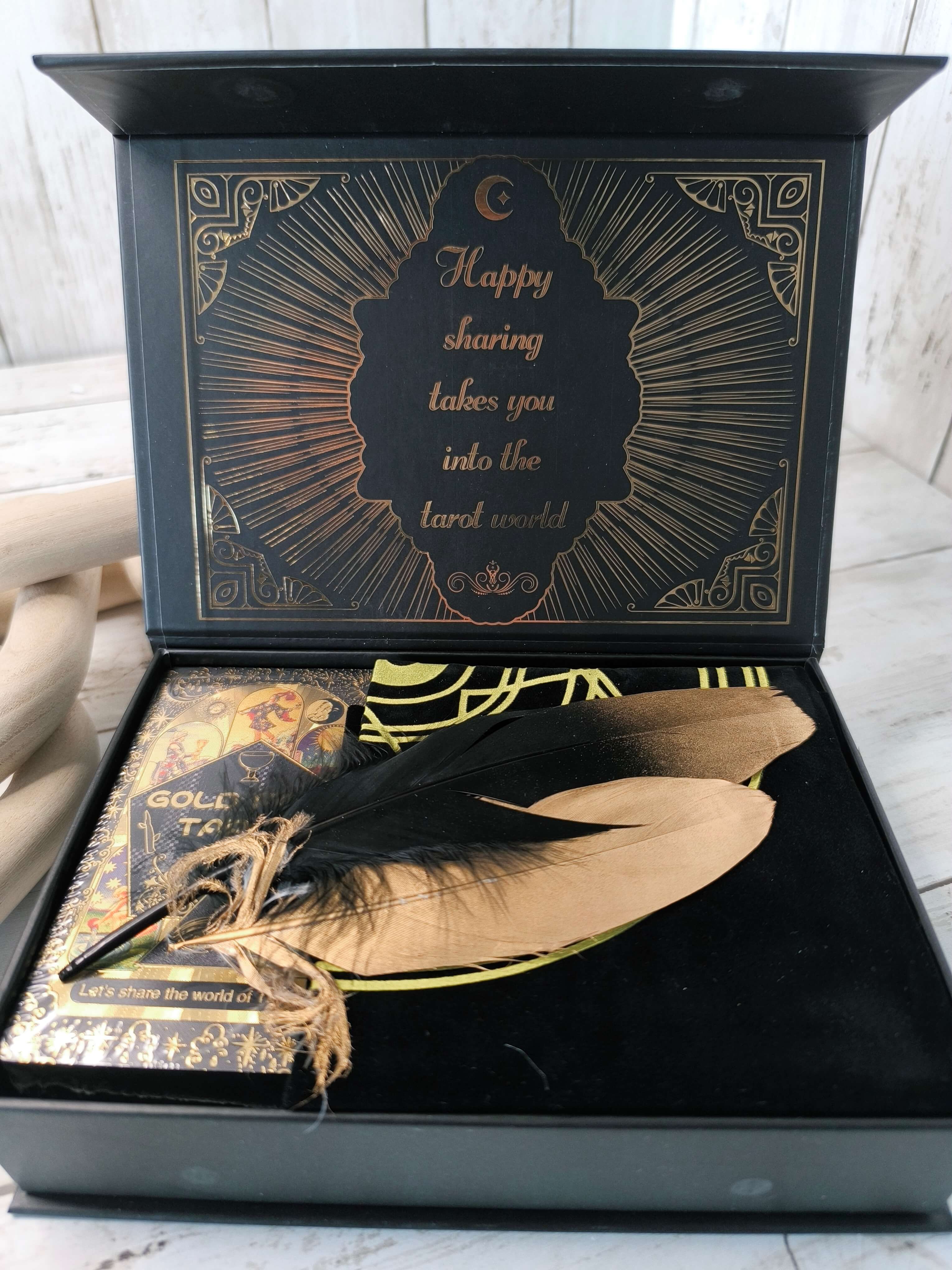 COFFRET TAROT DORE AVEC FEUILLES D'OR - EDITION DE LUXE & ACCESSOIRES MYSTIQUES