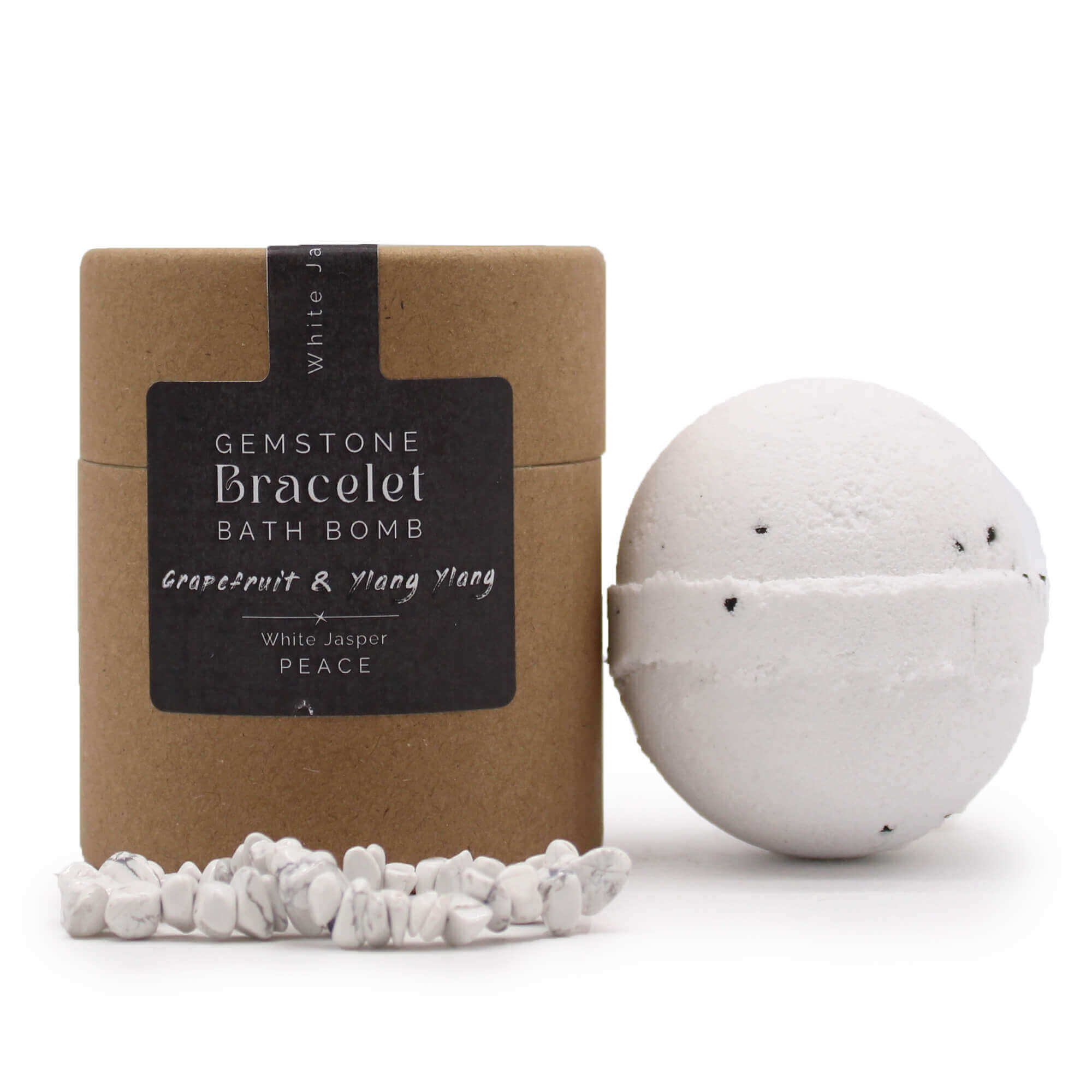 BOMBE DE BAIN AVEC BRACELET JASPE BLANC - EQUILIBRE & ESTIME DE SOI