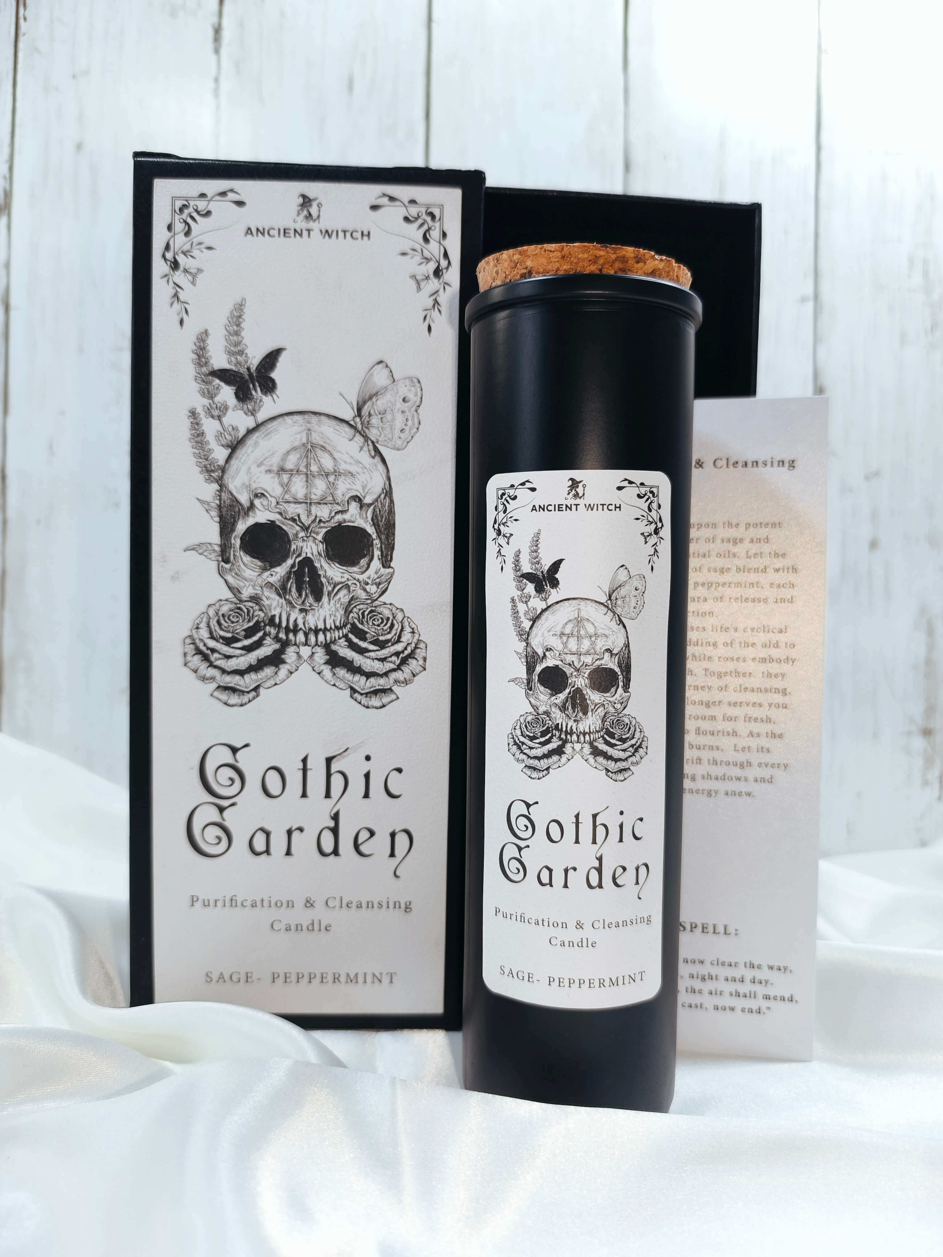BOUGIE MAGIQUE SORCIERE ANCESTRALE - JARDIN GOTHIQUE - SAUGE & MENTHE - RITUEL DE PURIFICATION