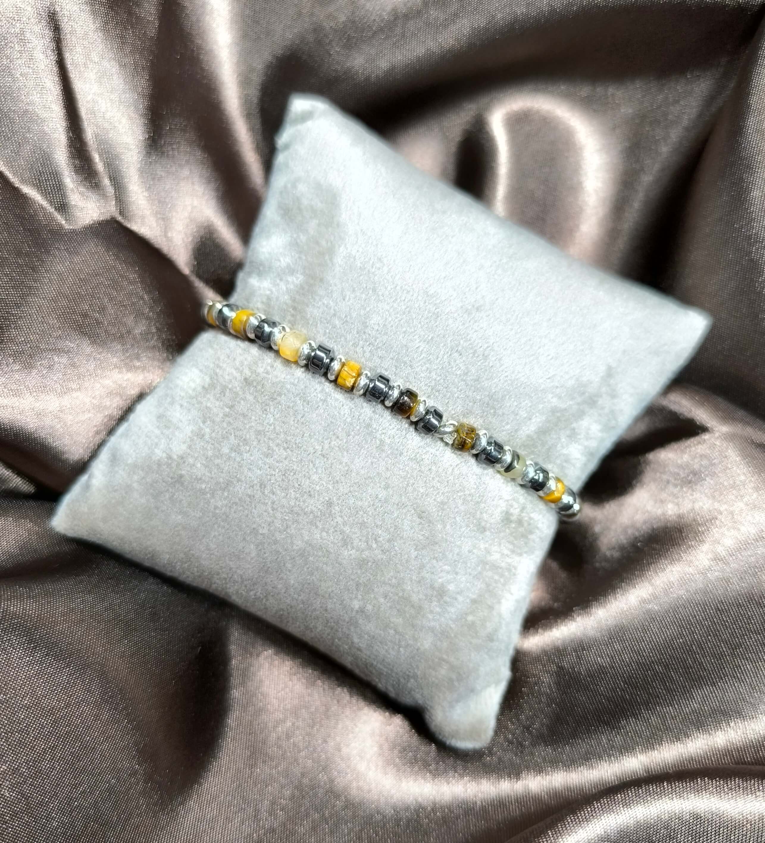 BRACELET HOMME - RETRO - PIERRES NATURELLES - OEIL DE TIGRE & OBSIDIENNE - ENSEMBLE DE 2 BRACELETS