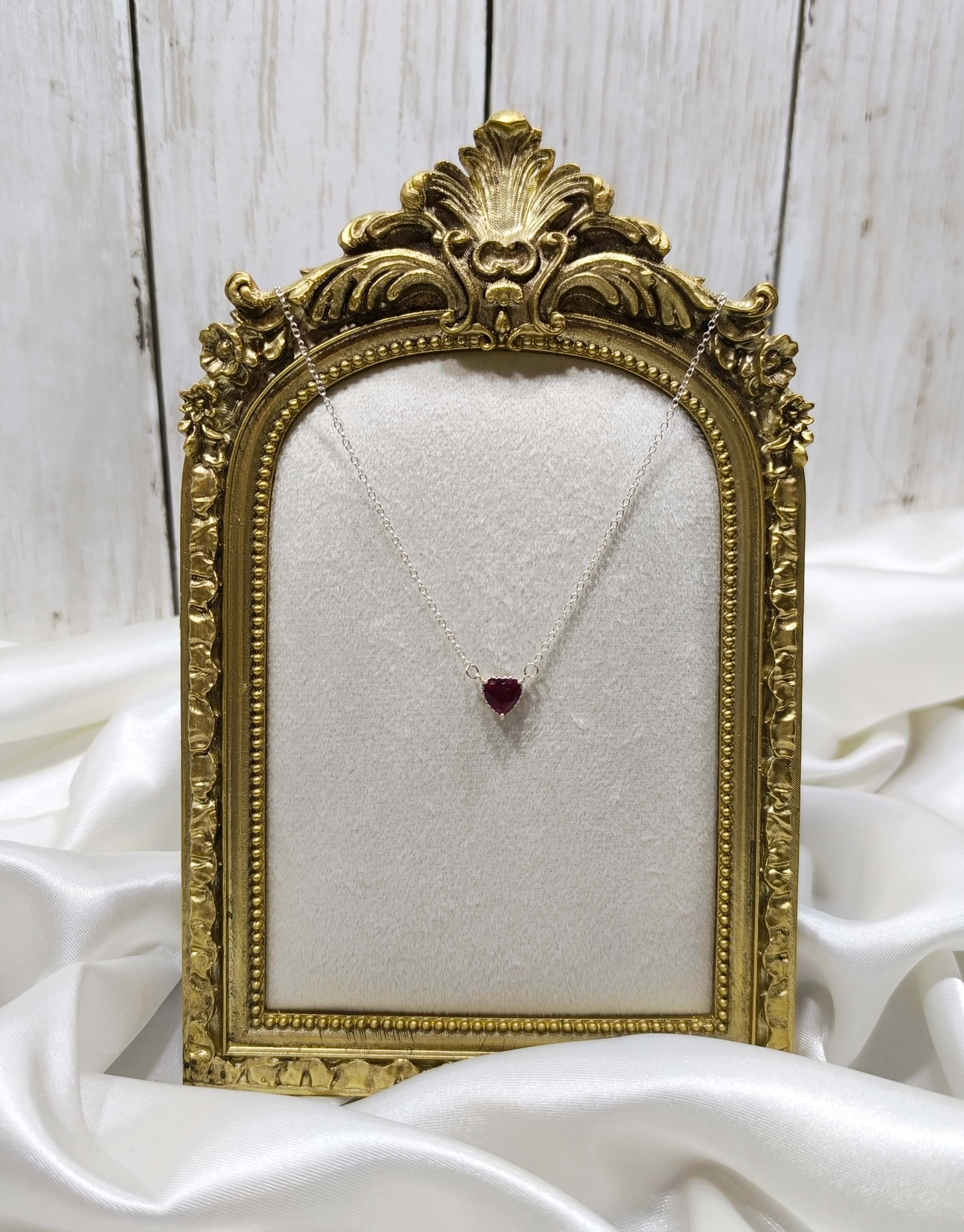 COLLIER PENDENTIF COEUR - ARGENT 925 - ELEGANCE ROUGE
