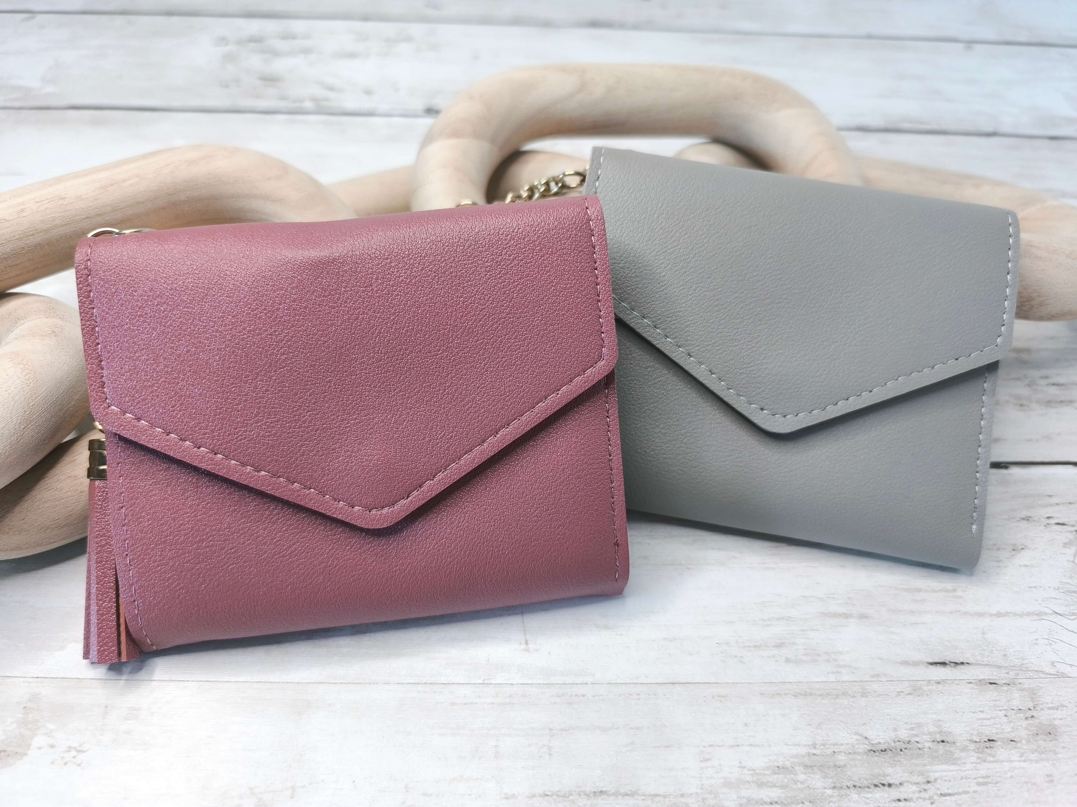 Portefeuille Femme Élégant – Rose ou Gris – Charm Cœur