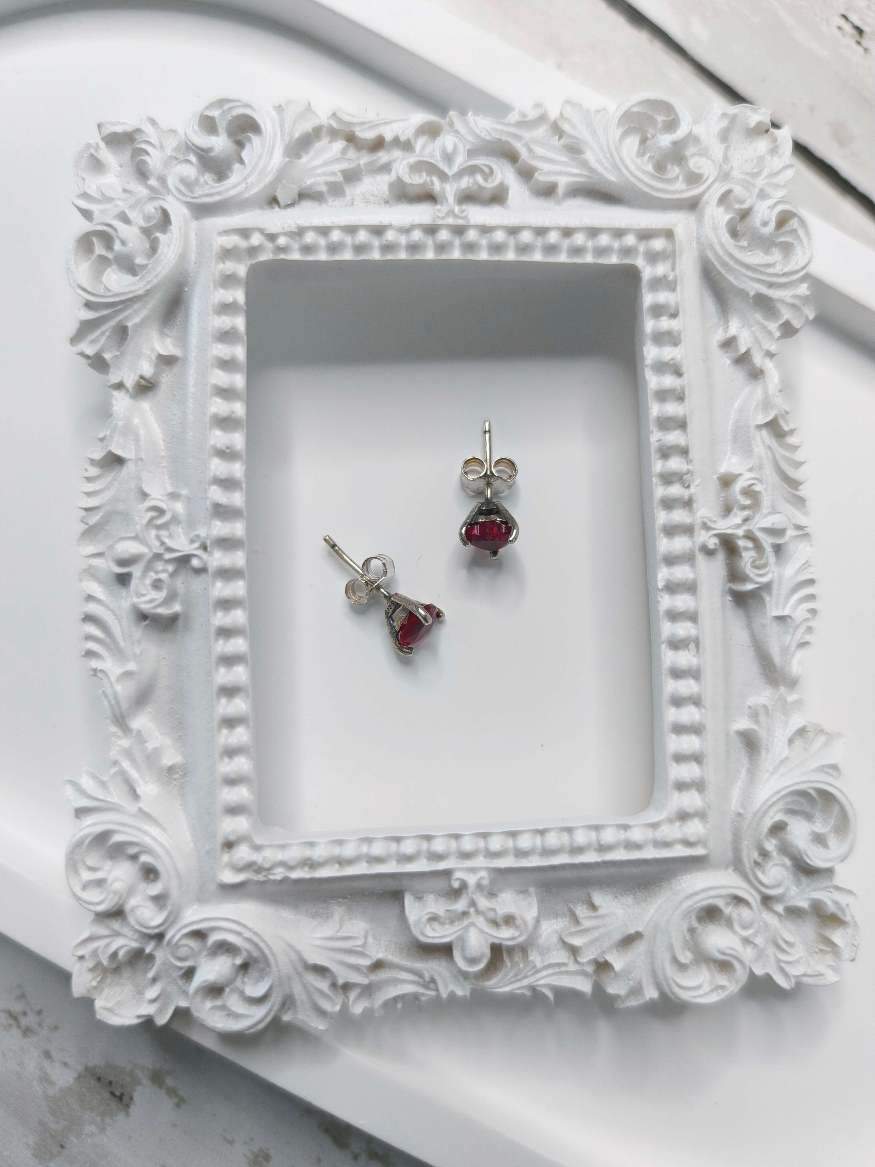 BOUCLES D'OREILLES FEMME - ARGENT STERLING 925 - COEUR ROUGE ECLATANT