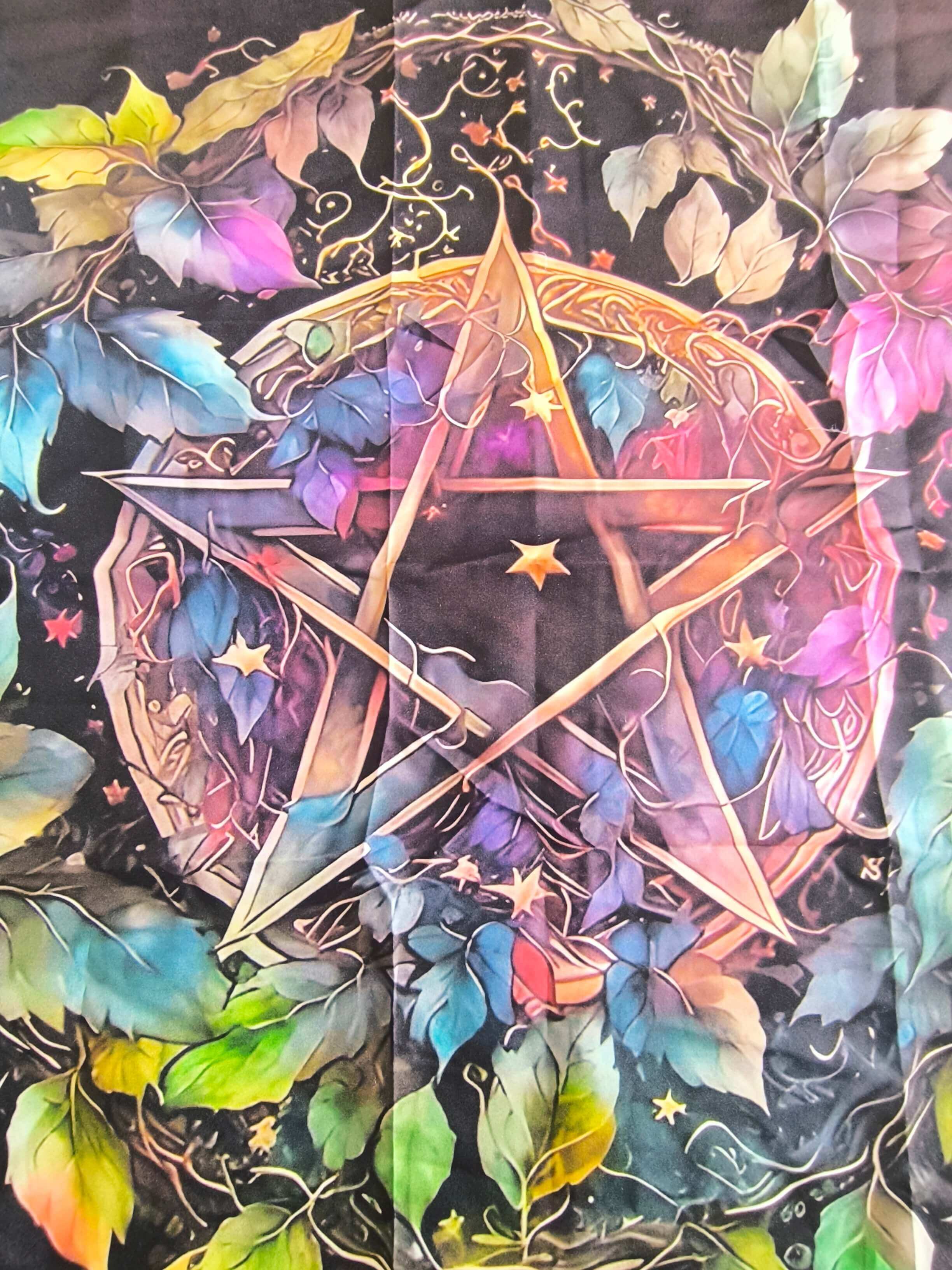 NAPPE D'AUTEL DIVINATOIRE - PENTAGRAMME - FIBRE POLYESTER - 75X75 CM
