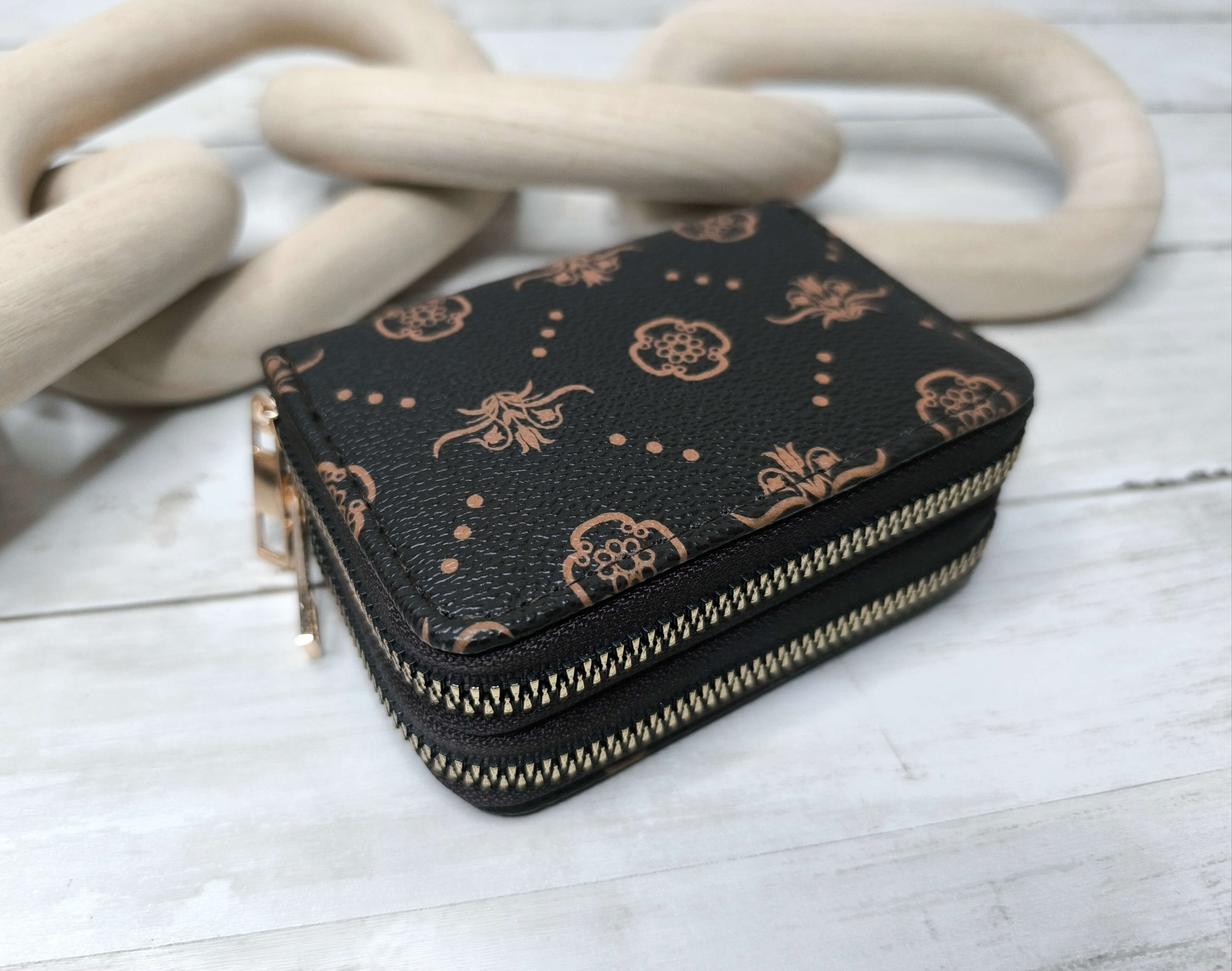 PORTE MONNAIE FEMME A DEUX COMPARTIMENTS - BEIGE OU CAFE FONCE 