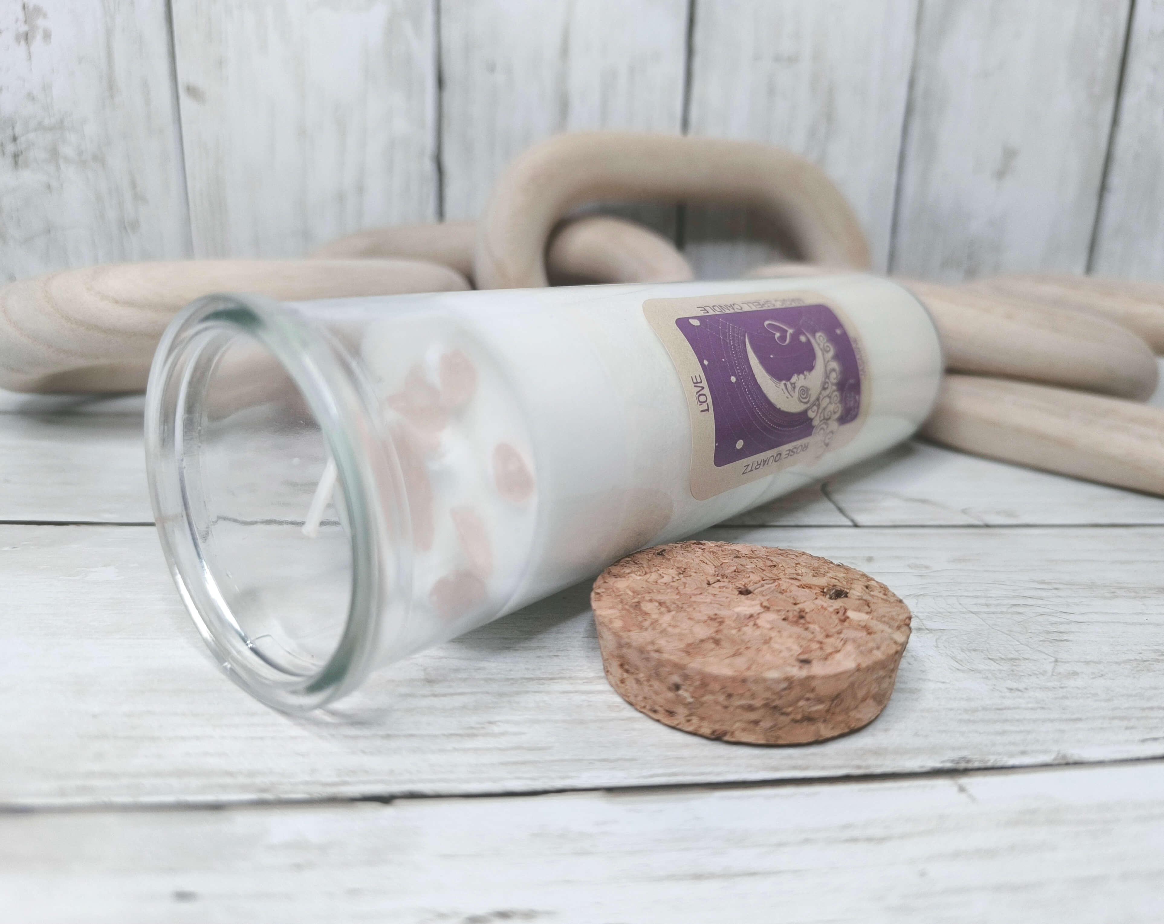 BOUGIE MAGIQUE DE l'AMOUR - QUARTZ ROSE & JASMIN - CIRE DE SOJA