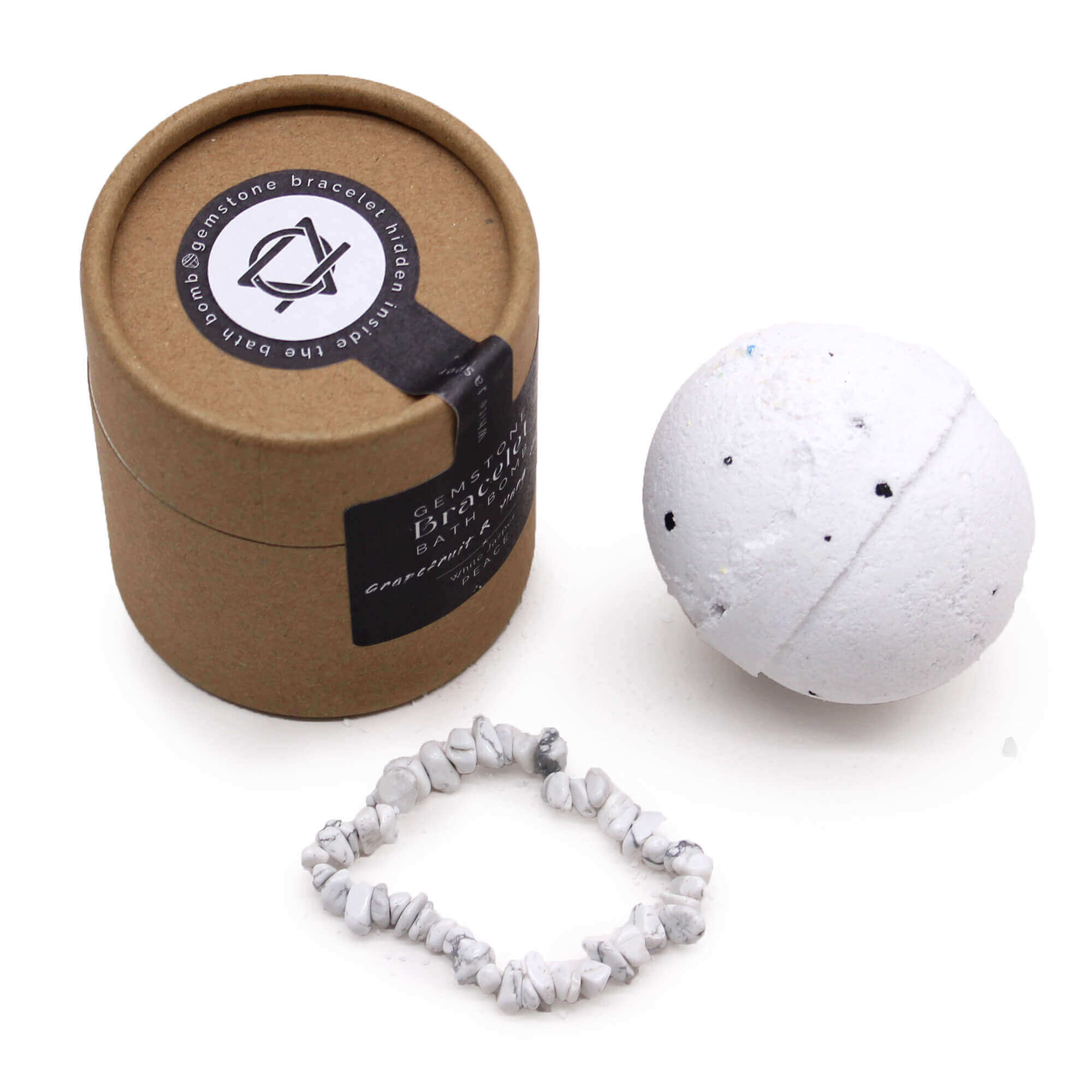 BOMBE DE BAIN AVEC BRACELET JASPE BLANC - EQUILIBRE & ESTIME DE SOI