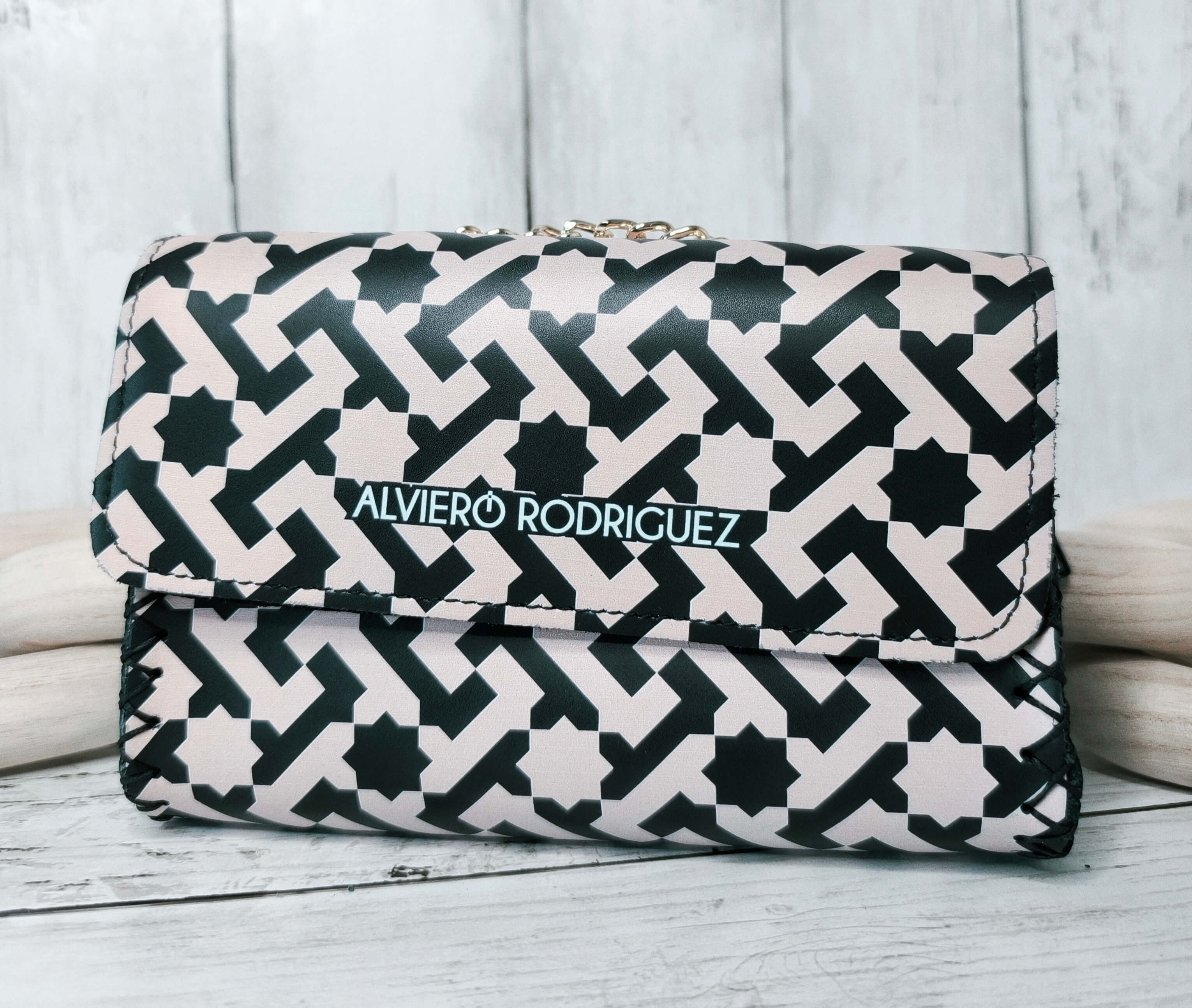 SAC A MAIN EN CUIR ALVIERO RODRIGUEZ - ESSENTIAL LINE BEIGE & NOIR - FABRICATION ITALIENNE & COUSU MAIN