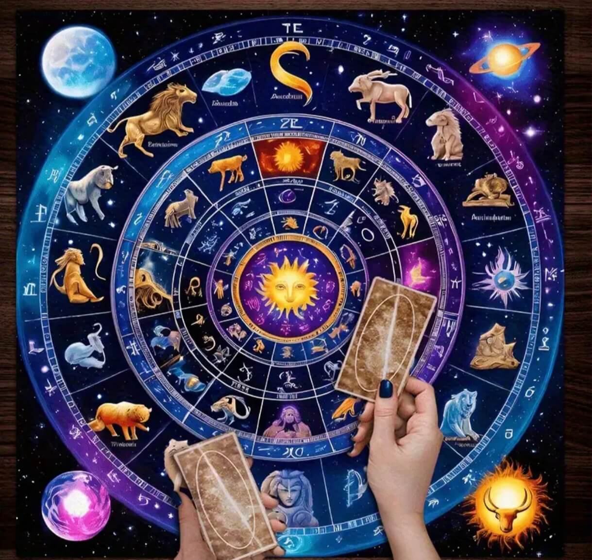 Nappe d’Autel Divinatoire – Zodiaque & Univers Cosmique – 75 cm